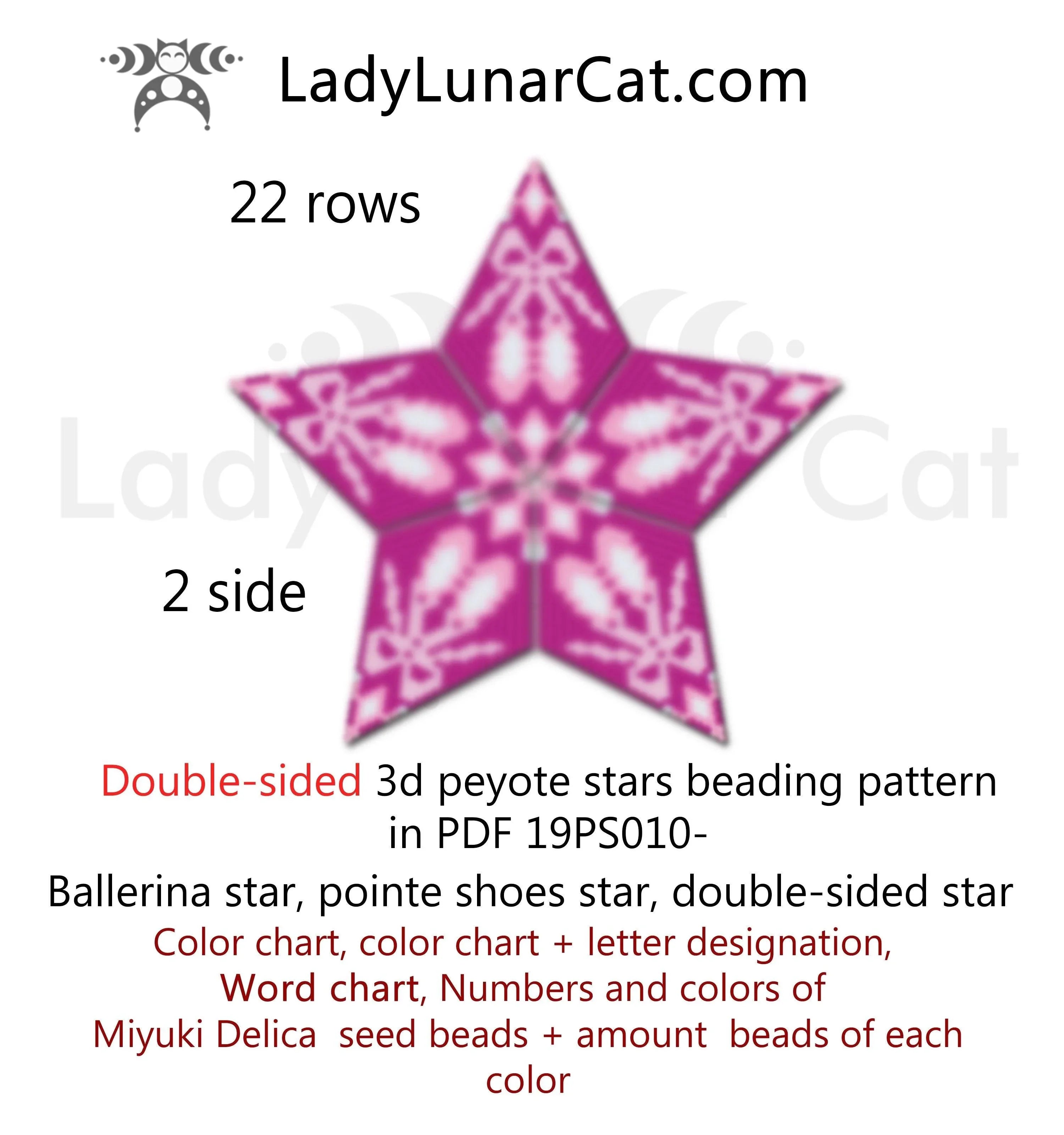Beaded ballerina star — 2 versions ballet gift pointe shoes pink peyote beading LadyLunarCat