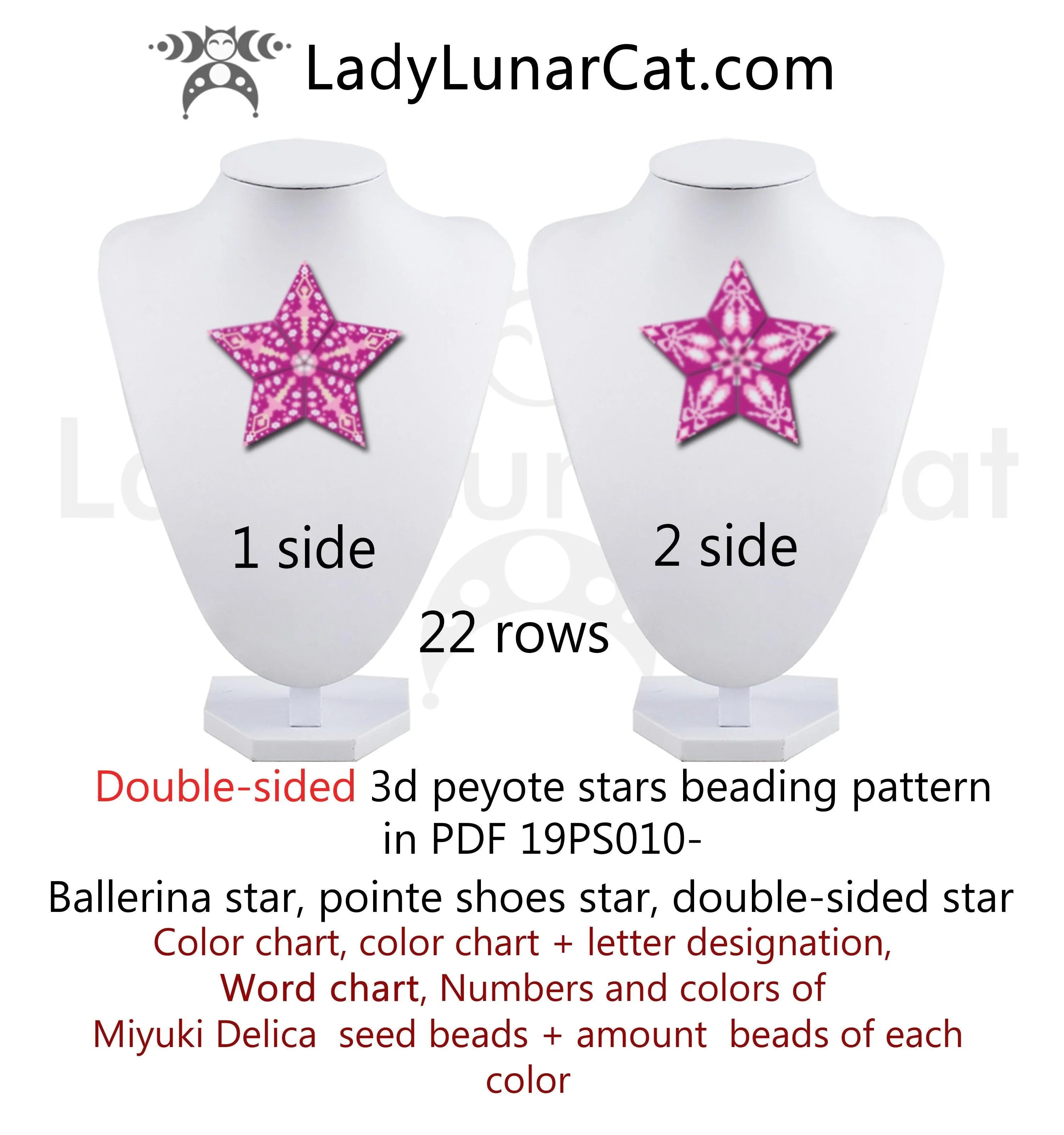 Ballerina peyote star preview — 2 versions ballet gift pointe shoes beading LadyLunarCat