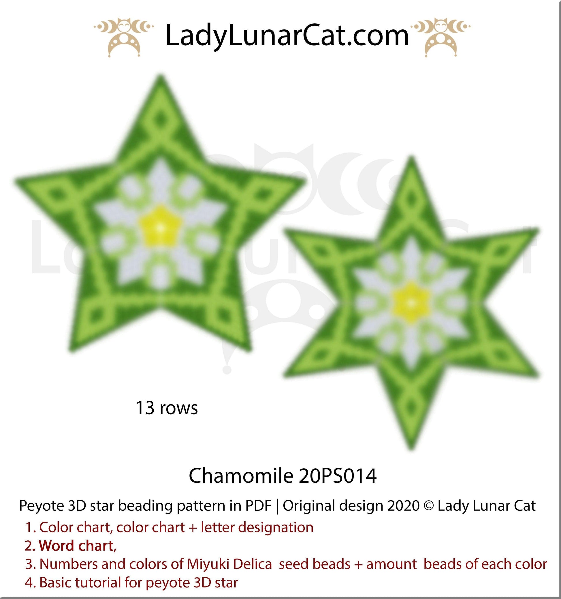 Beaded star pattern for beadweaving Chamomile flower 20PS014 LadyLunarCat