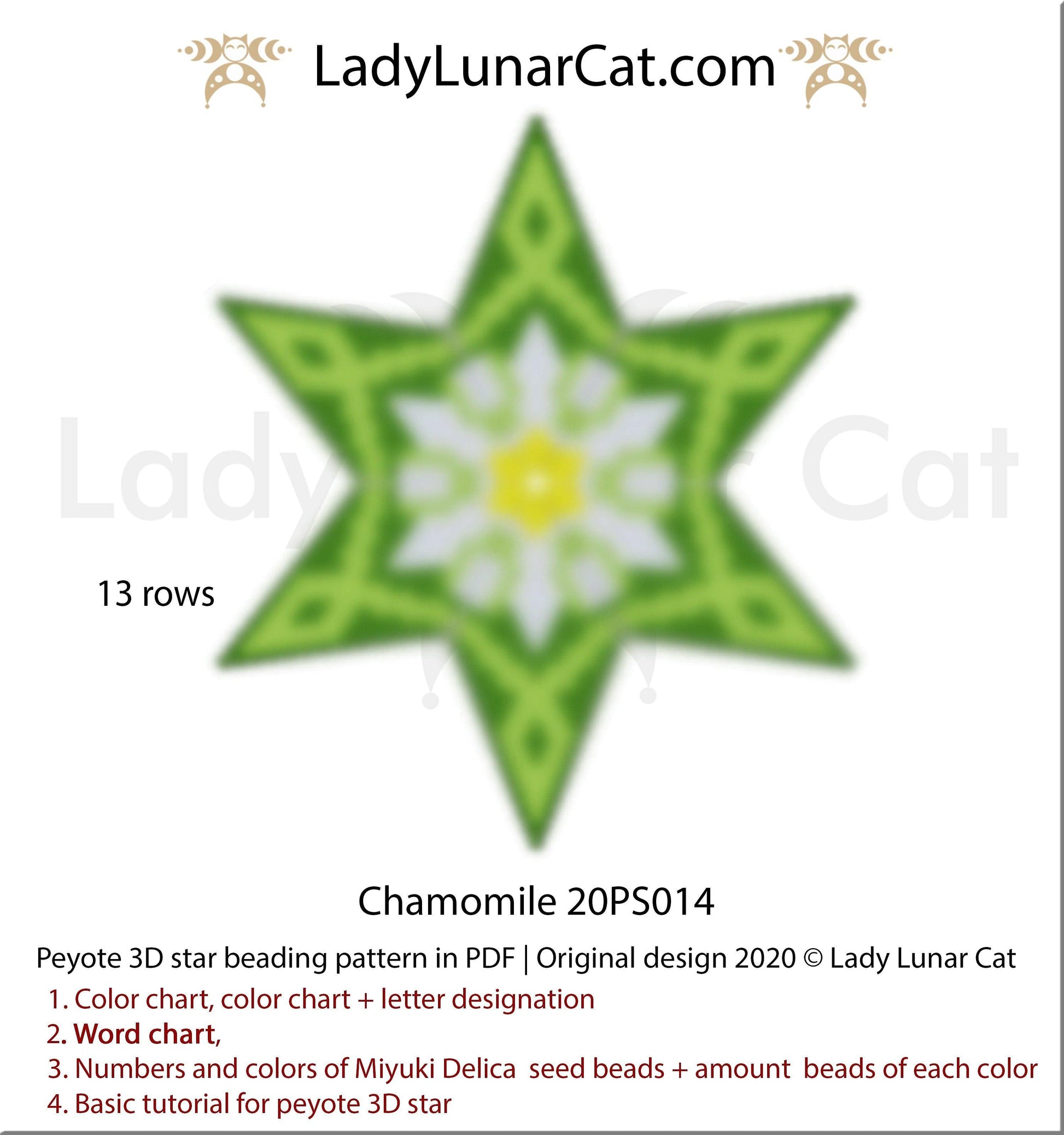 Beaded star pattern for beadweaving Chamomile flower 20PS014 LadyLunarCat