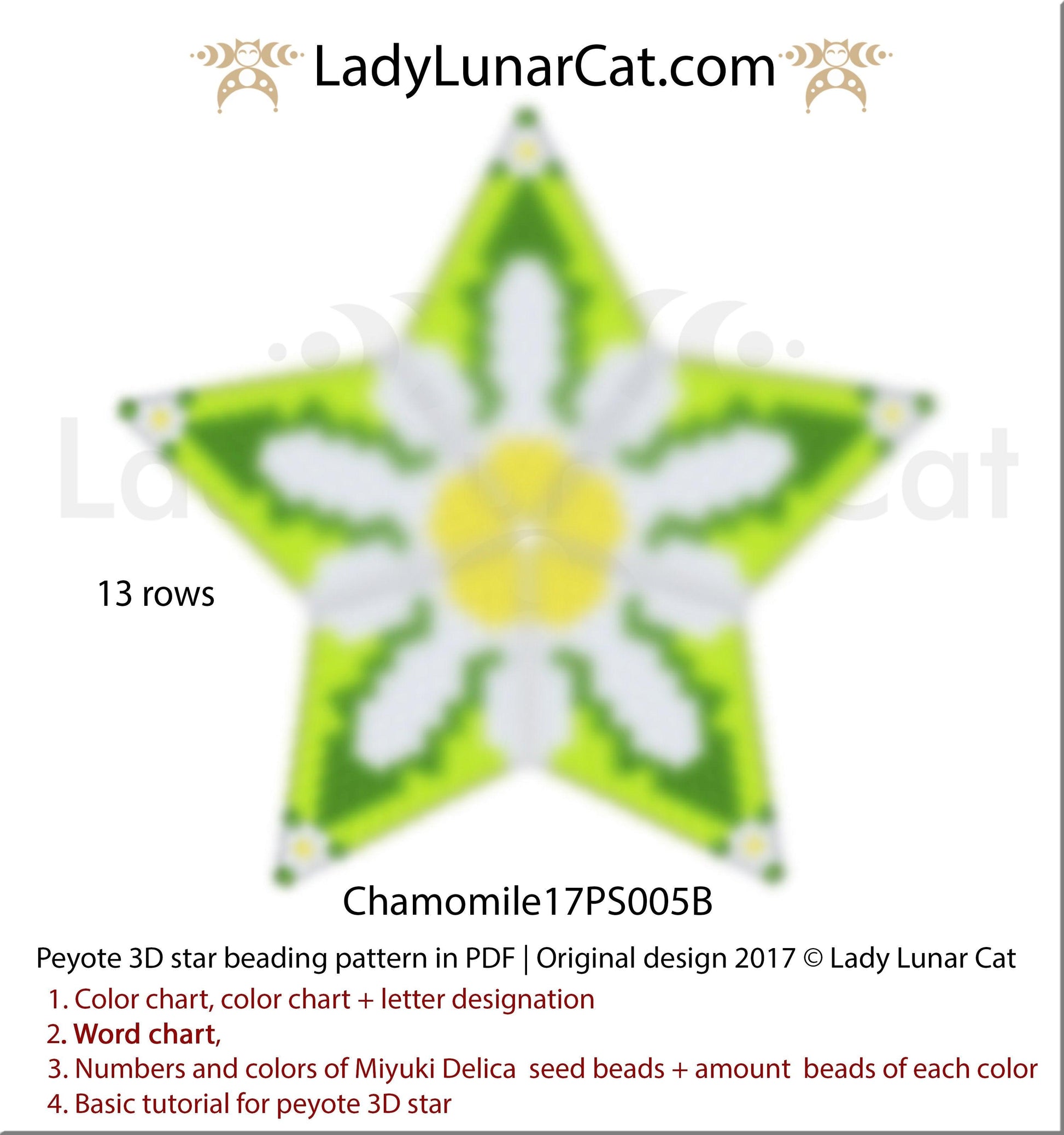 Beaded star pattern for beadweaving Chamomile17PS005B LadyLunarCat