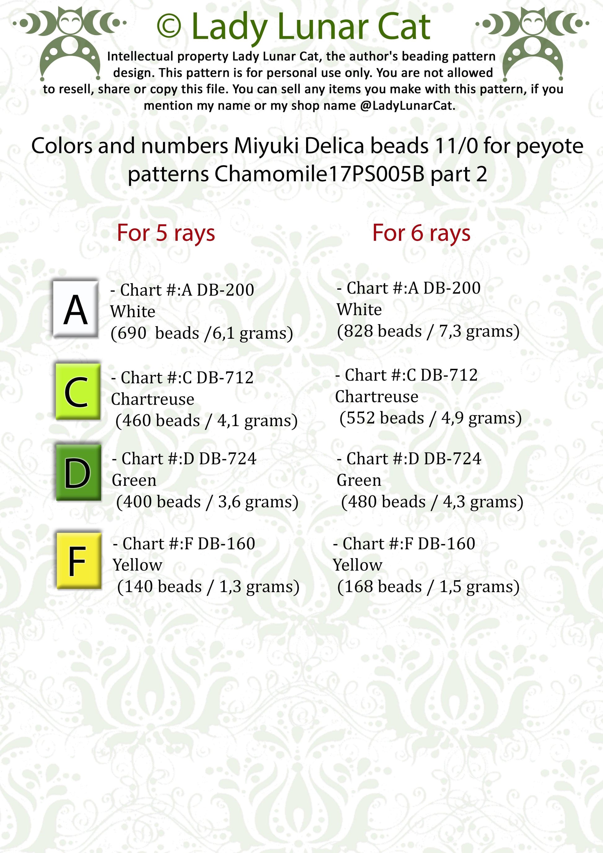 Beaded star pattern for beadweaving Chamomile17PS005B LadyLunarCat