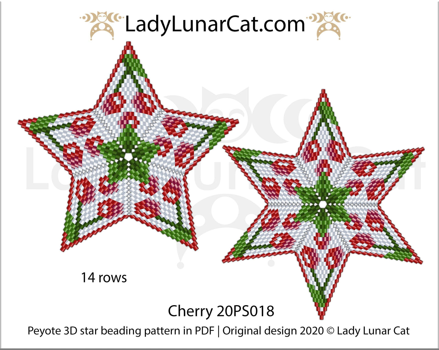 Beaded star pattern for beadweaving Cherry berry 20PS018 LadyLunarCat