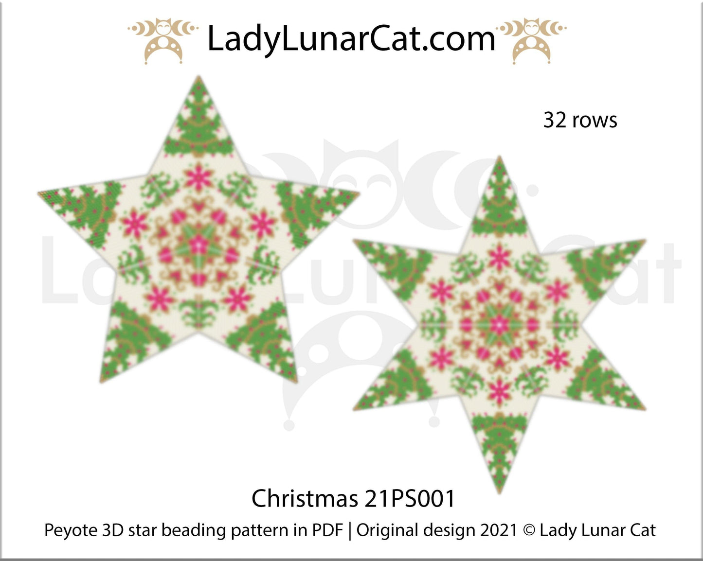Beaded star pattern for beadweaving Christmas 21PS001 LadyLunarCat