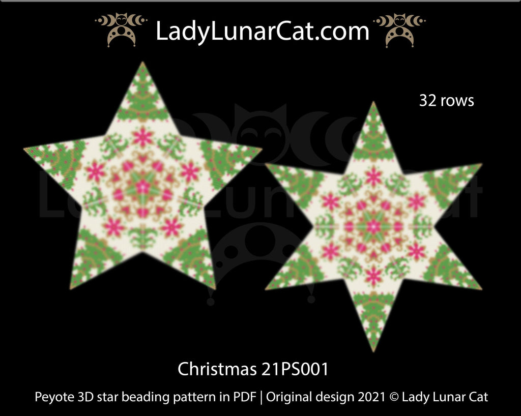 Beaded star pattern for beadweaving Christmas 21PS001 LadyLunarCat