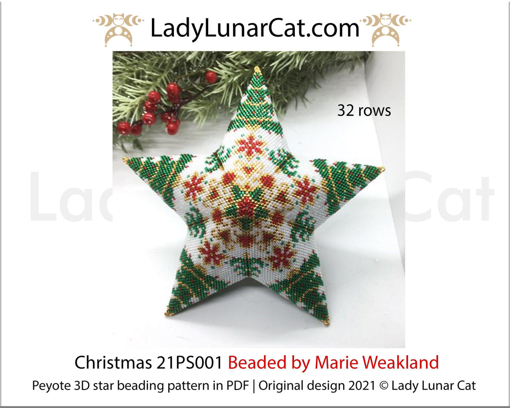 Beaded star pattern for beadweaving Christmas 21PS001 LadyLunarCat