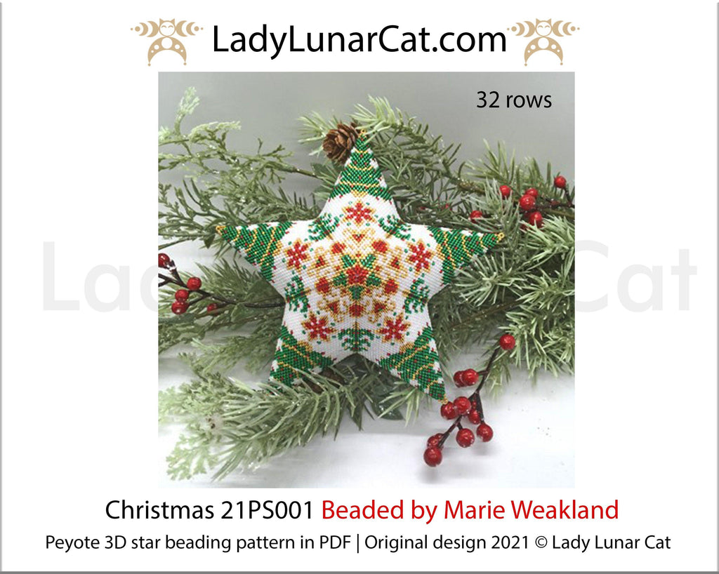 Beaded star pattern for beadweaving Christmas 21PS001 LadyLunarCat
