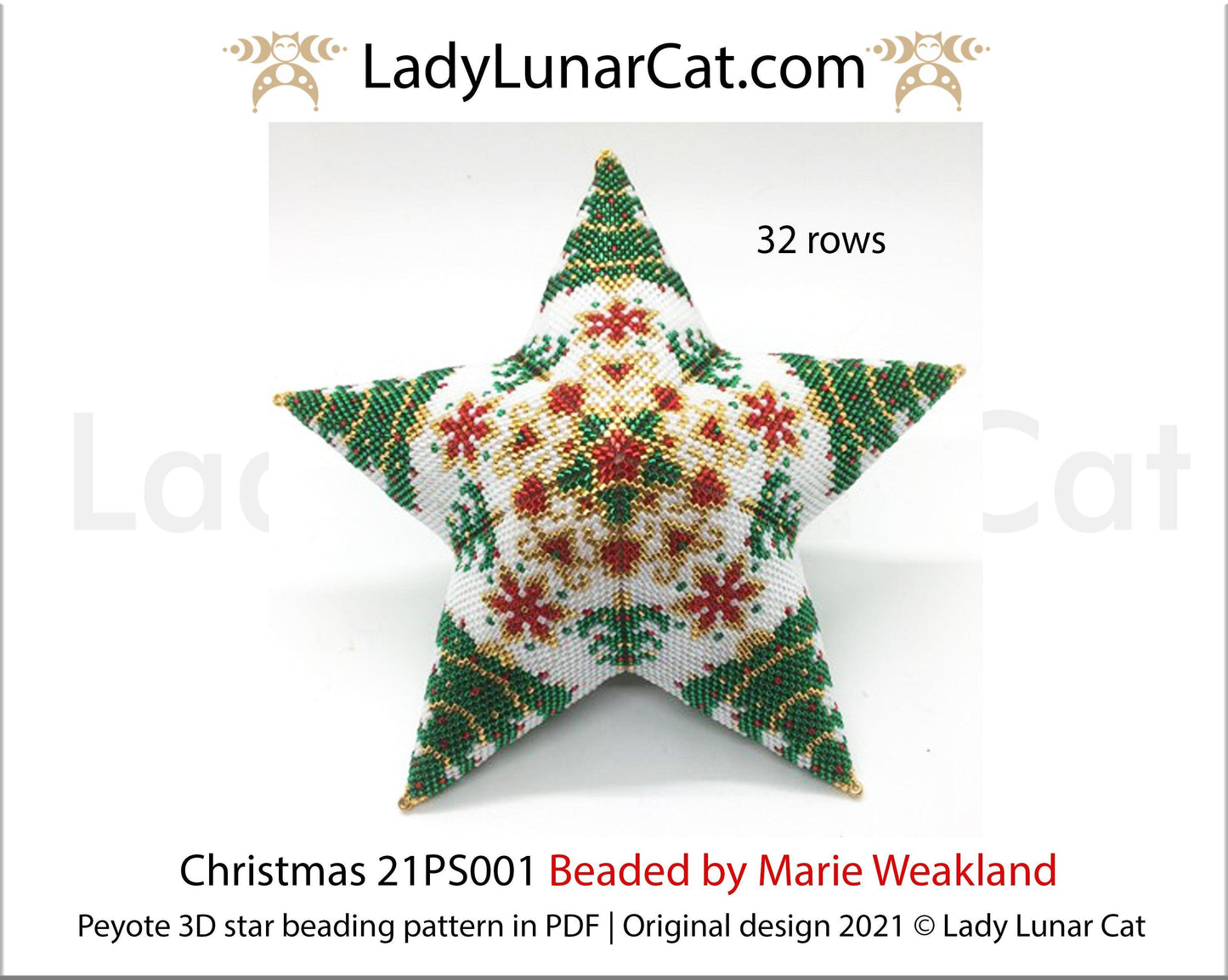 Beaded star pattern for beadweaving Christmas 21PS001 LadyLunarCat