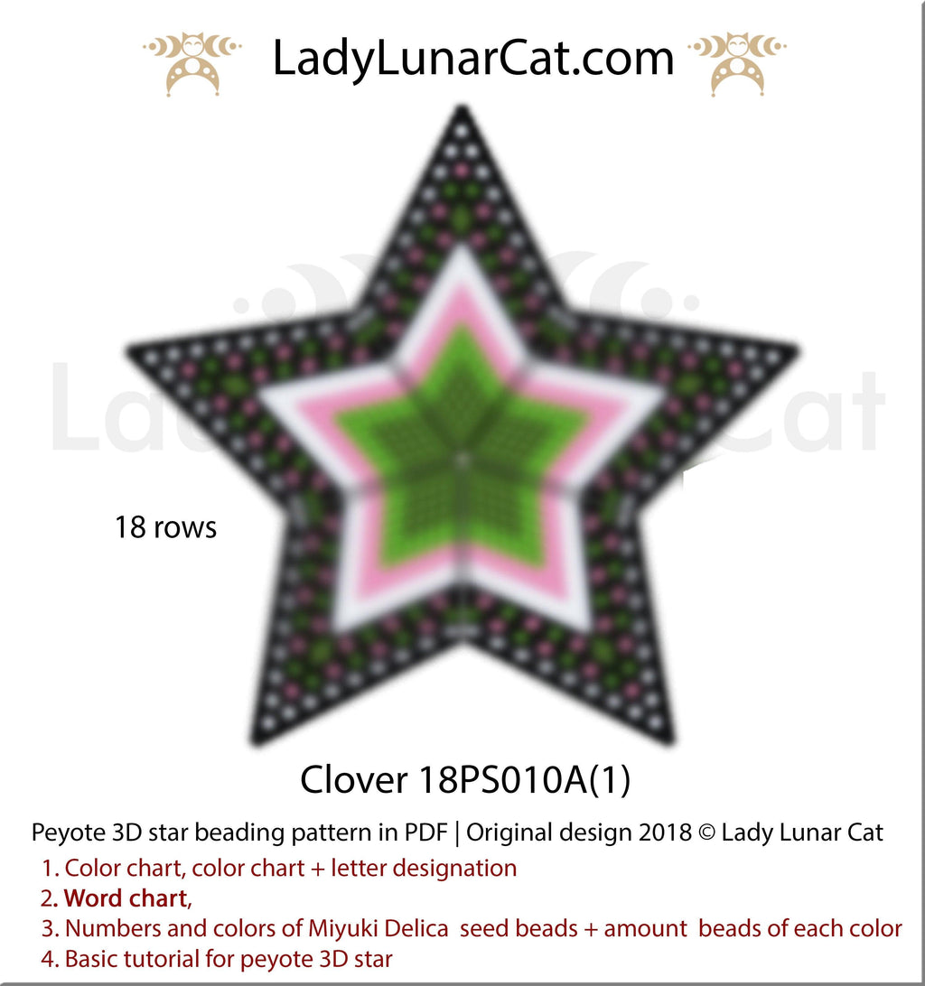 Beaded star pattern for beadweaving Clover 18PS010 LadyLunarCat