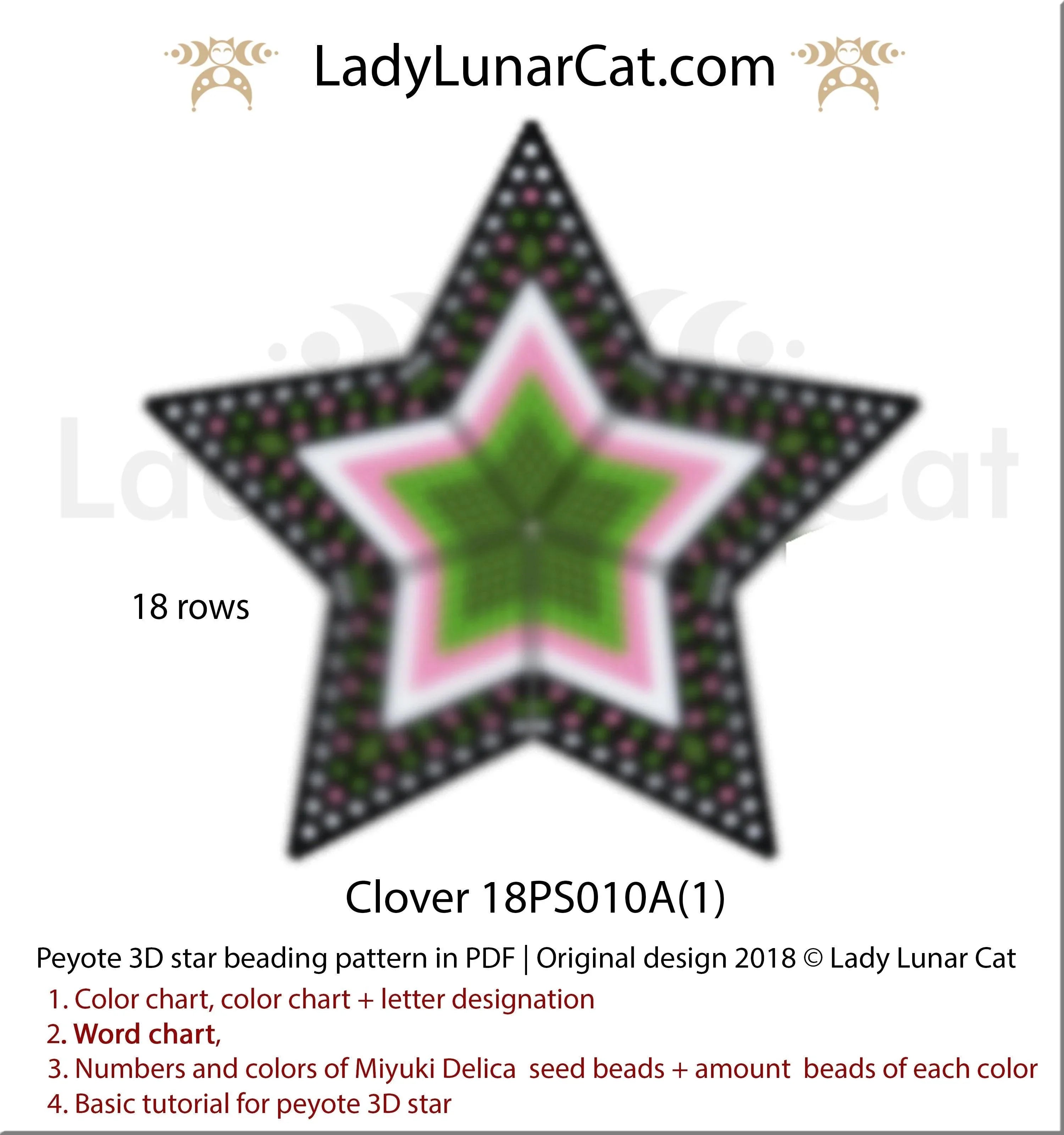 Clover shamrock peyote star — St. Patrick's Day Irish green beading ornament LadyLunarCat