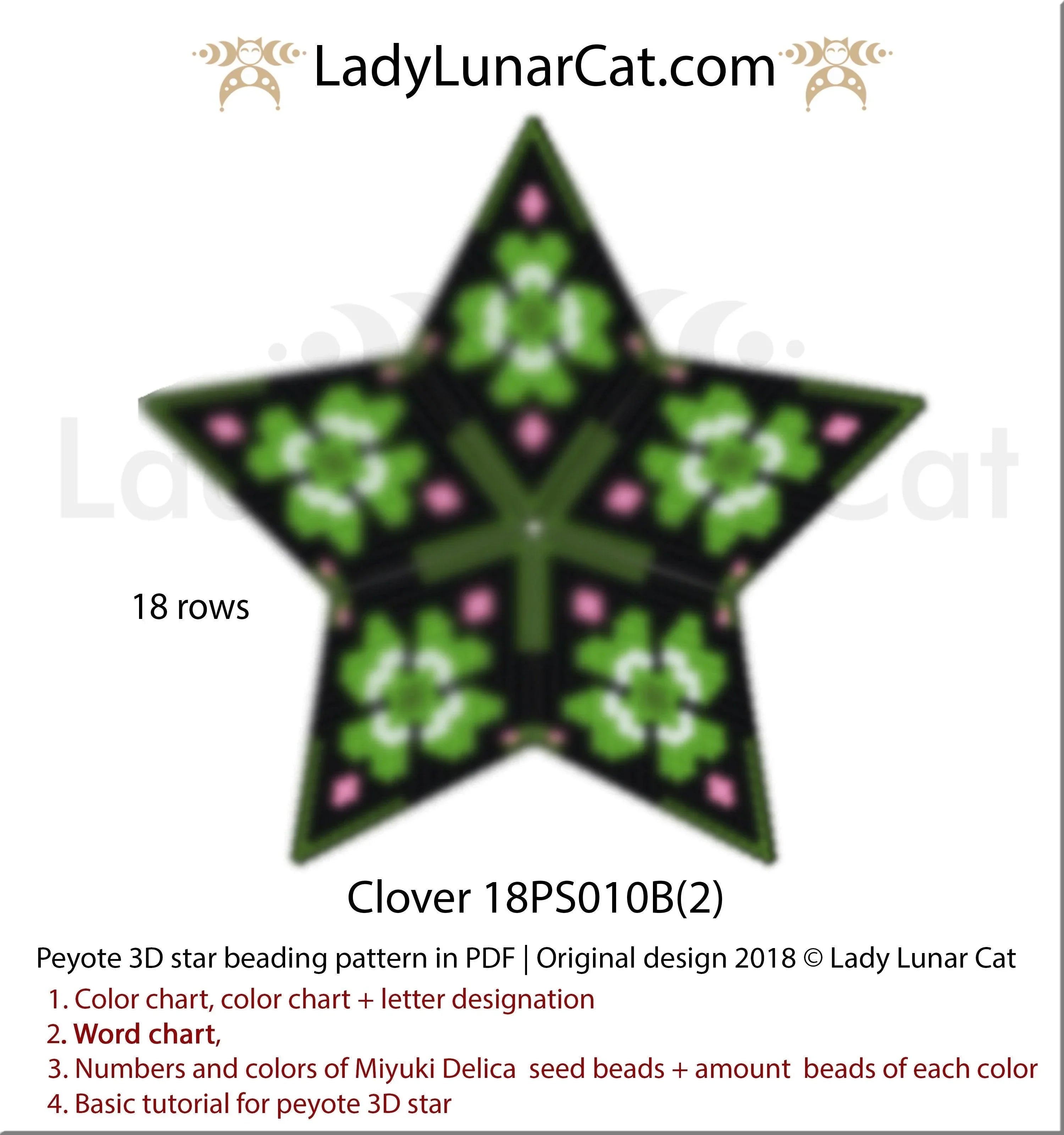 3D peyote star clover shamrock — St. Patrick's Day Irish luck green instant download LadyLunarCat