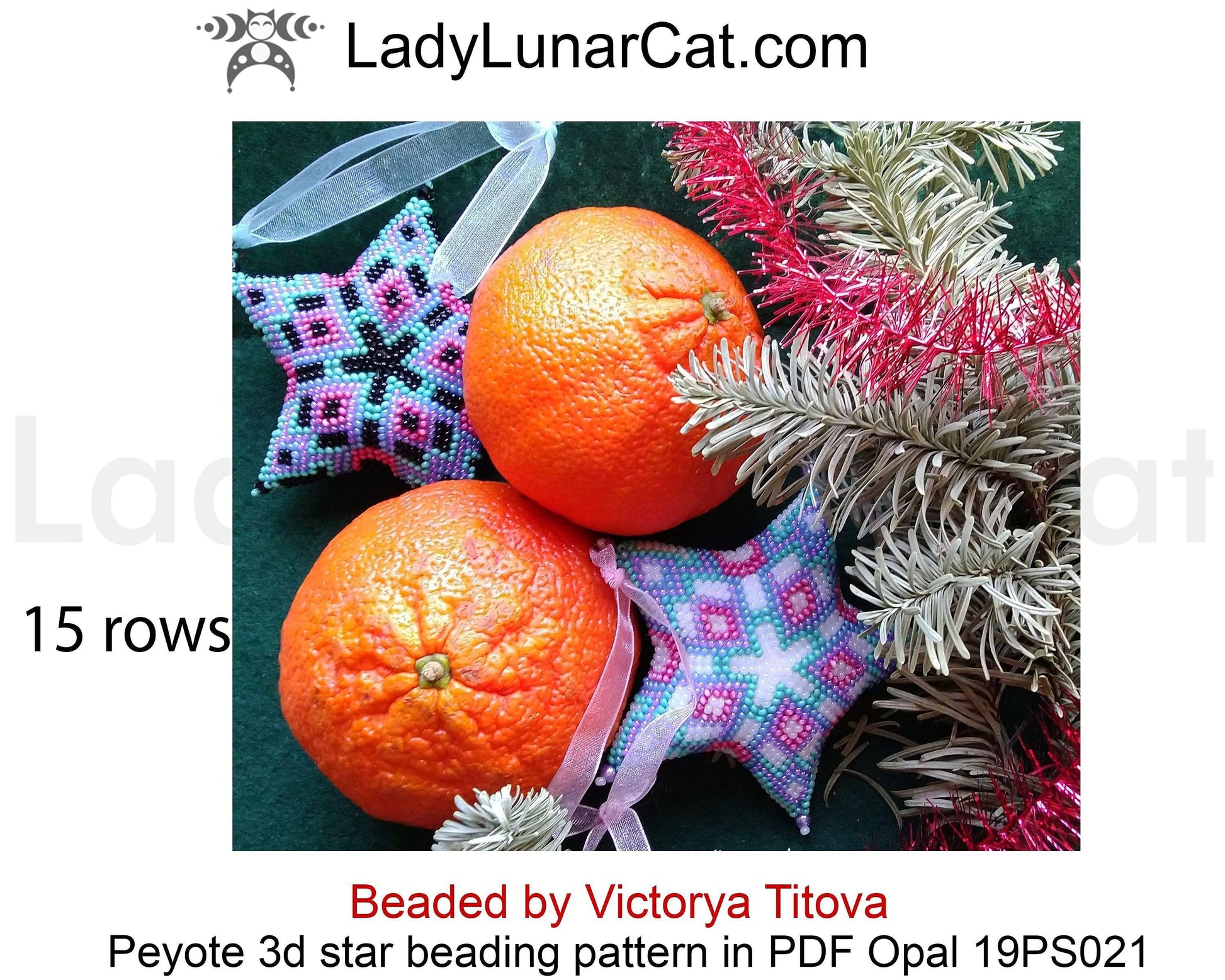 Beaded star pattern for beadweaving Geometric Opal 19PS021 LadyLunarCat