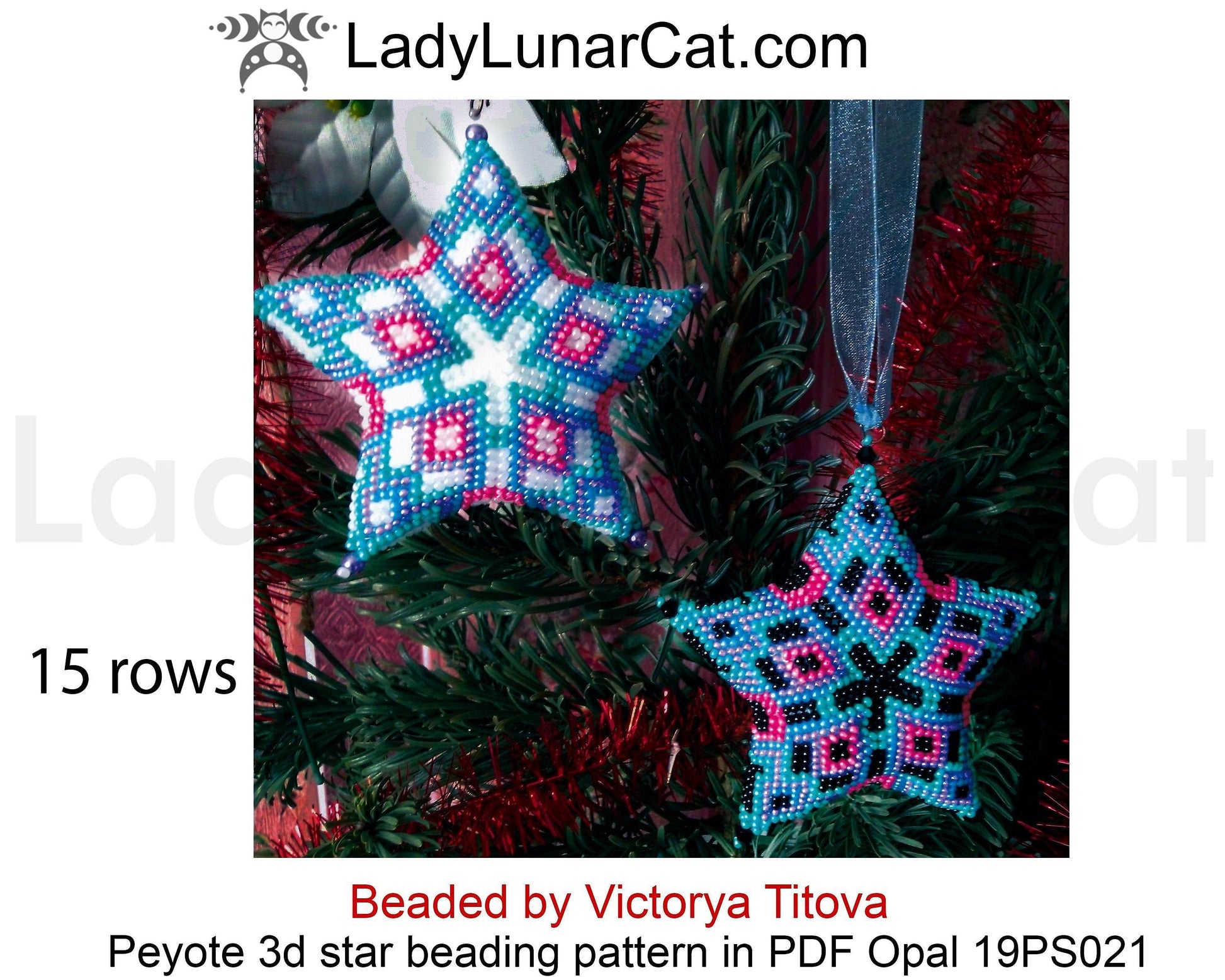 Beaded star pattern for beadweaving Geometric Opal 19PS021 LadyLunarCat