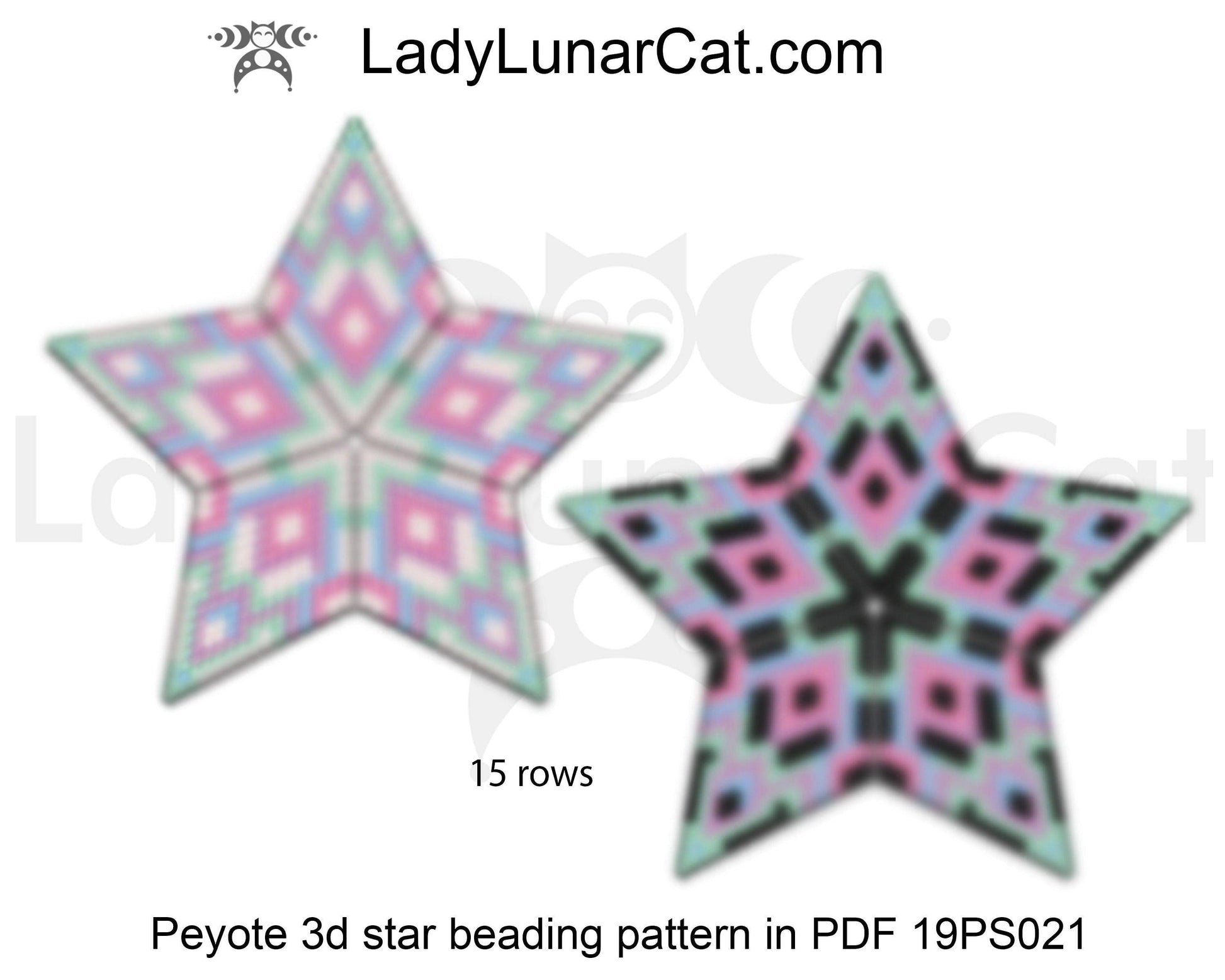 Beaded star pattern for beadweaving Geometric Opal 19PS021 LadyLunarCat