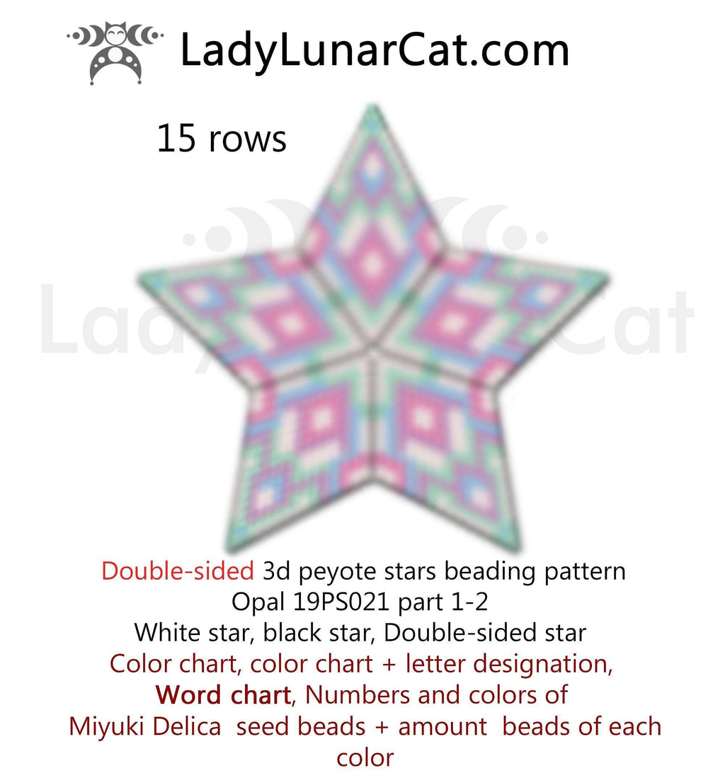 Beaded star pattern for beadweaving Geometric Opal 19PS021 LadyLunarCat