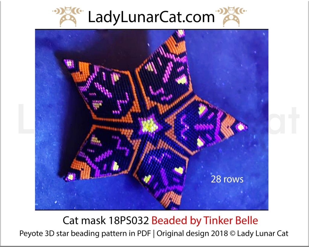 Halloween Peyote 3d star pattern , Kitsune beading tutorial by LadyLunarCat