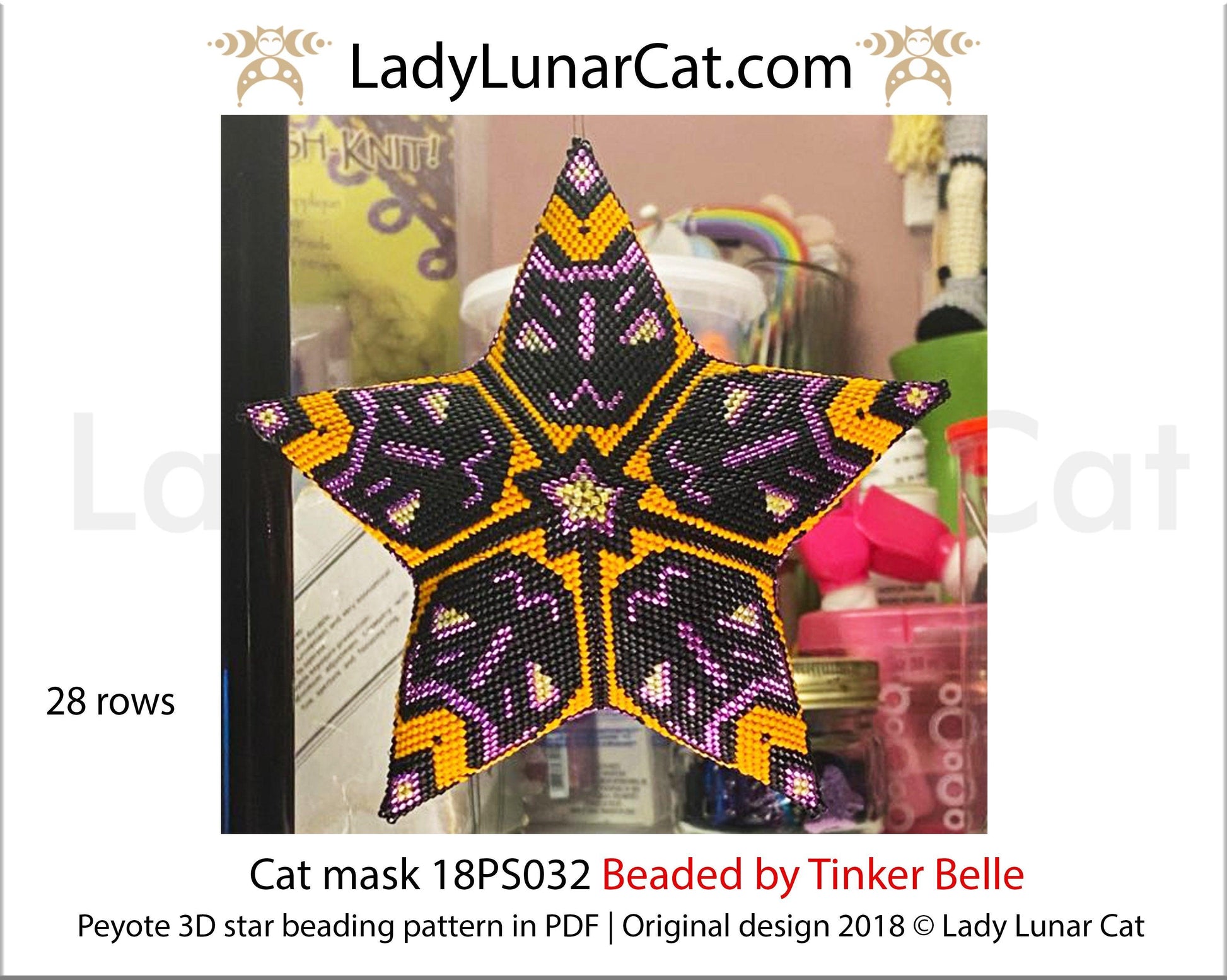 Halloween Peyote 3d star pattern , Kitsune beading tutorial by LadyLunarCat