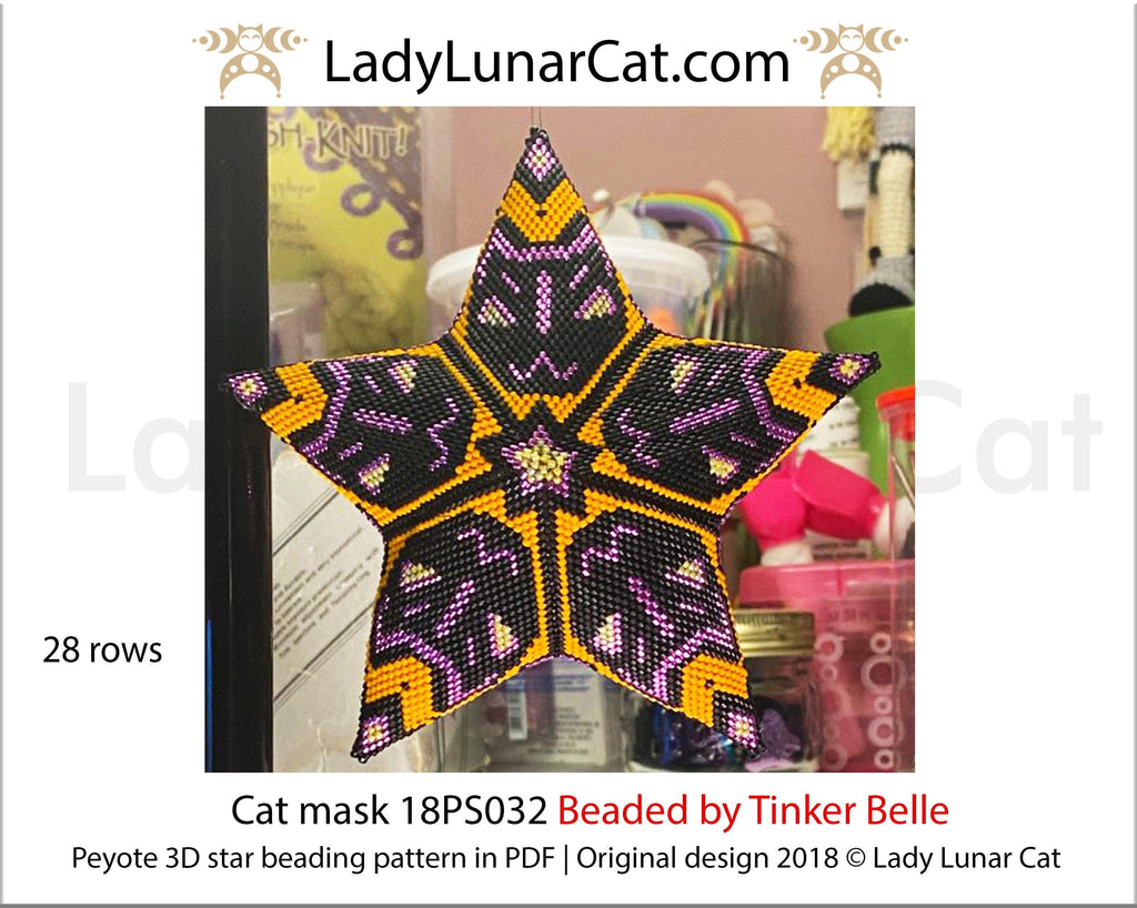 Halloween Peyote 3d star pattern , Kitsune beading tutorial by LadyLunarCat