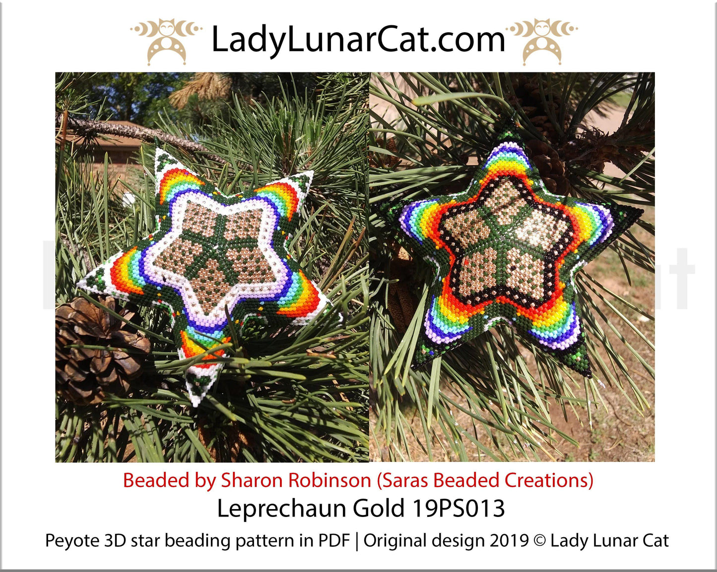 Beaded star pattern for beadweaving Leprechaun Gold 19PS013 23 rows LadyLunarCat
