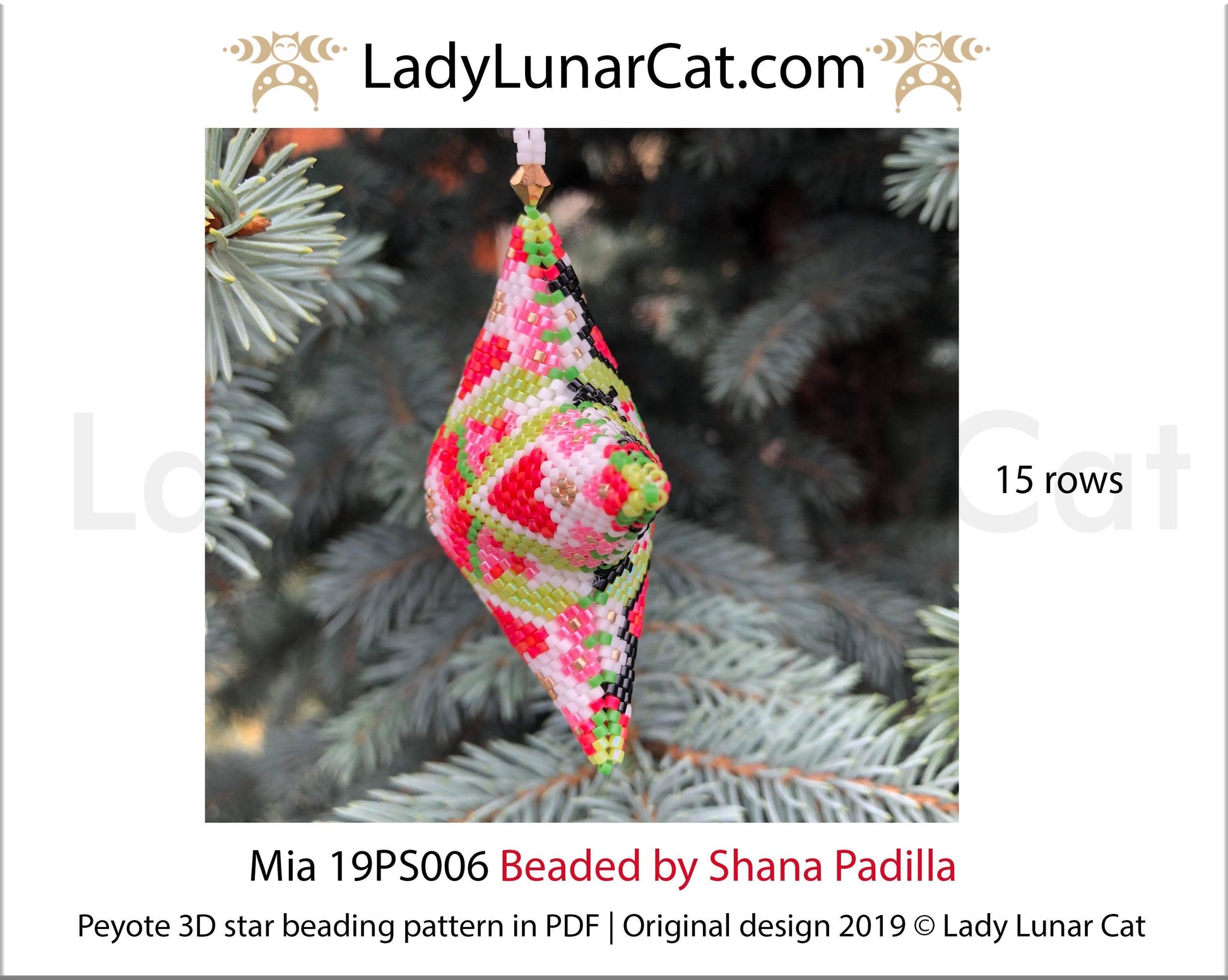 Beaded star pattern for beadweaving Mia 19PS006 LadyLunarCat