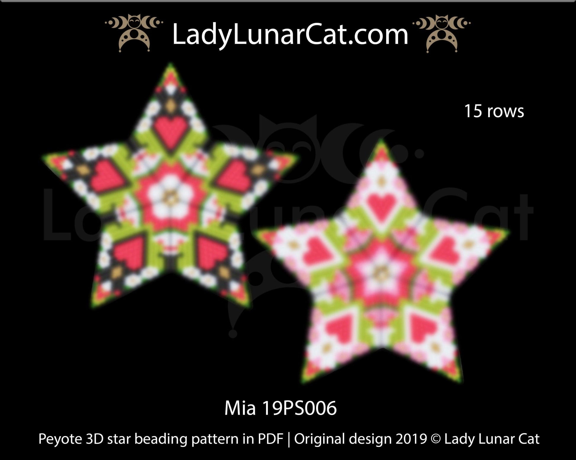 Beaded star pattern for beadweaving Mia 19PS006 LadyLunarCat