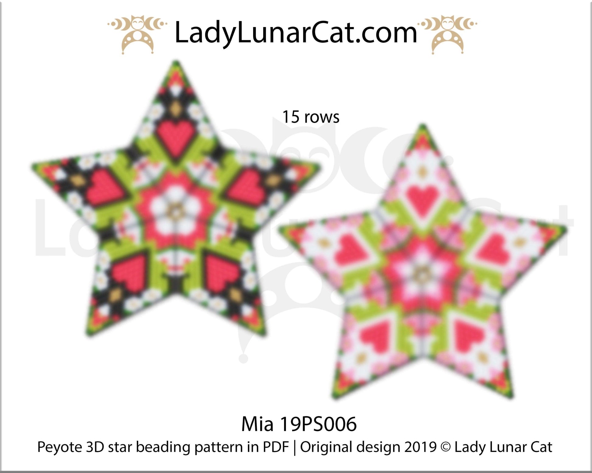 Beaded star pattern for beadweaving Mia 19PS006 LadyLunarCat
