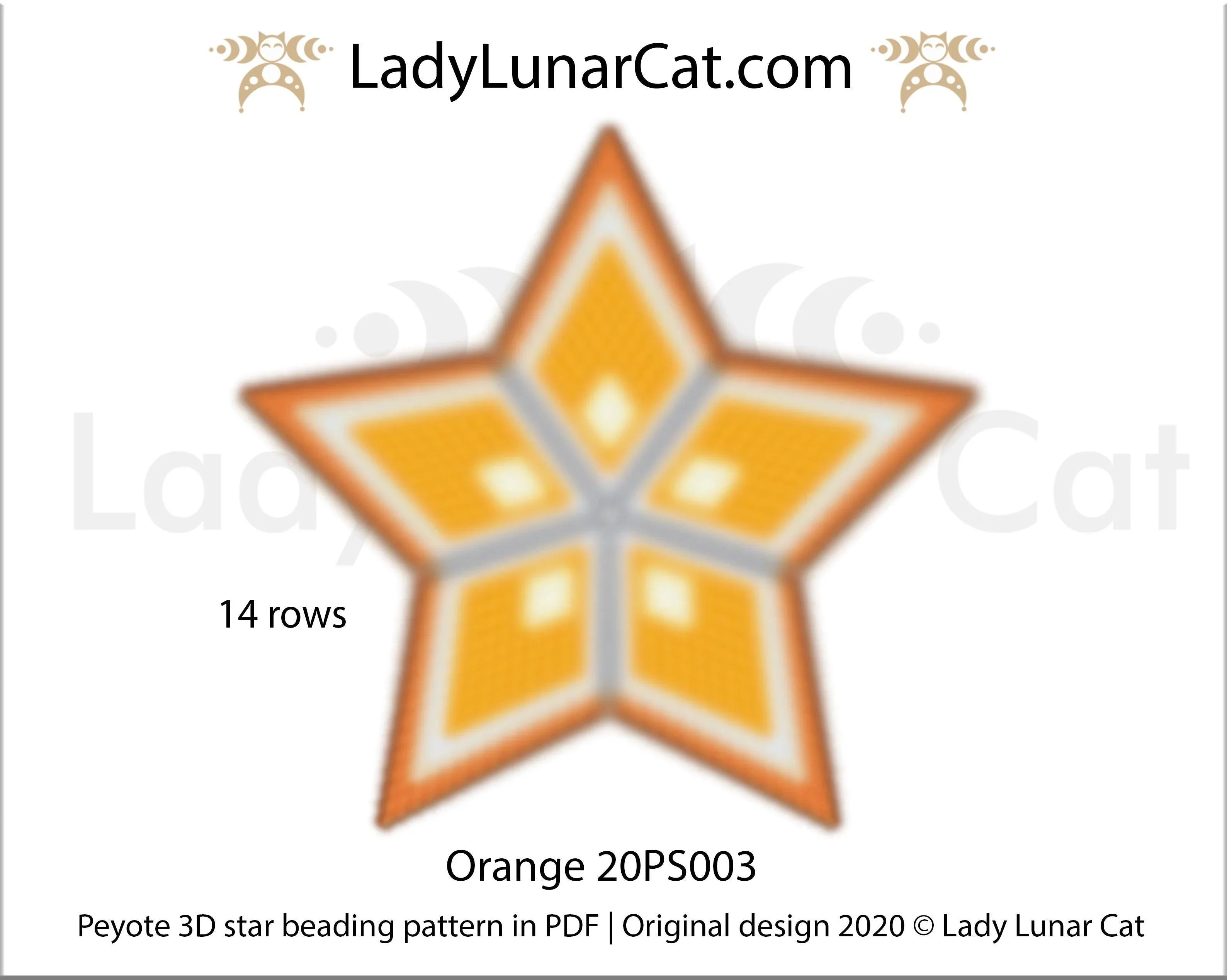 Orange peyote star beading pattern preview — colored graph paper included