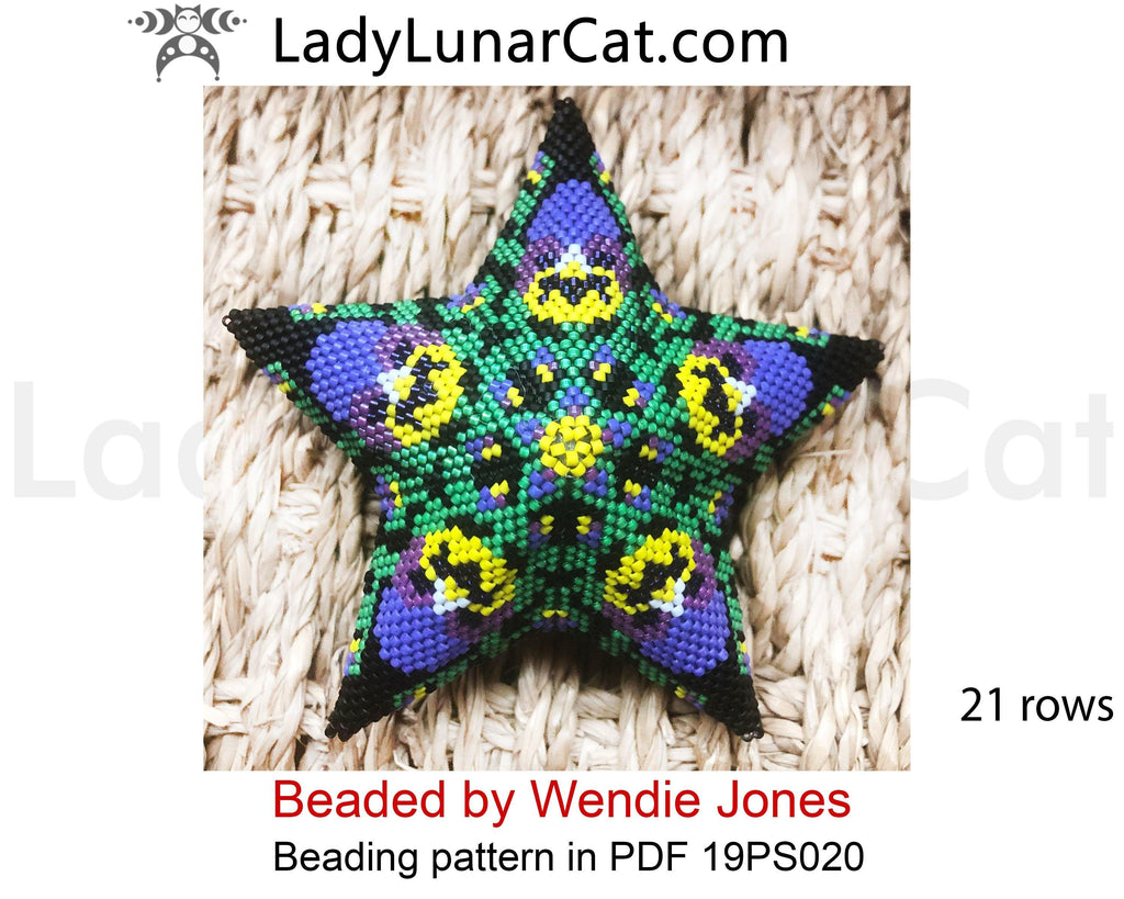 Beaded star pattern for beadweaving Pansy flower 18PS020 LadyLunarCat