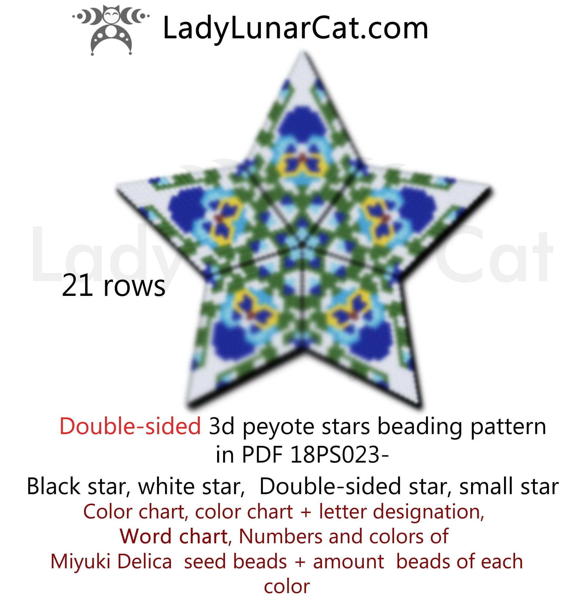 Beaded star pattern for beadweaving Pansy flower 18PS020 LadyLunarCat