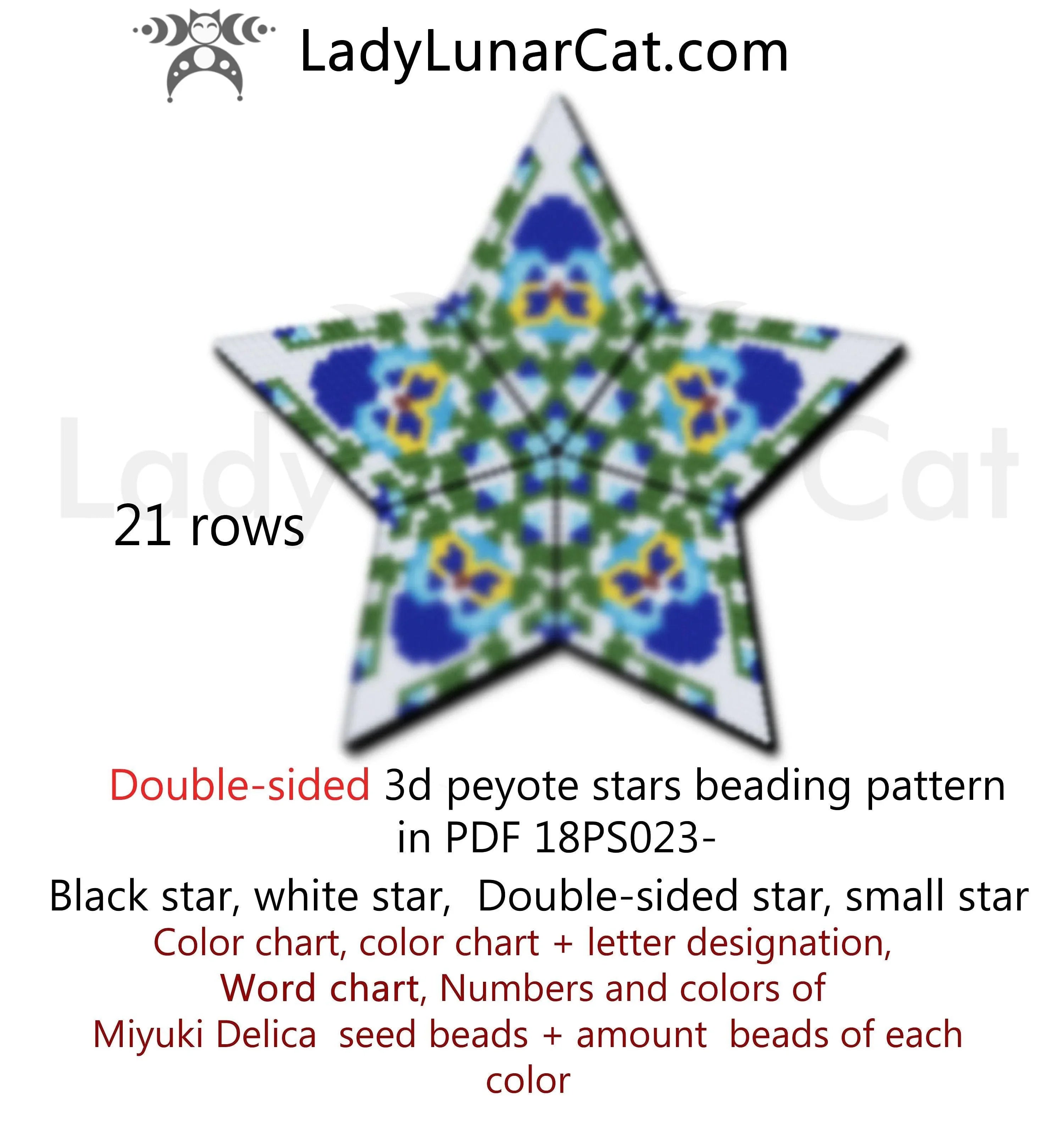 Pansy peyote star version 3 - 12 colors richest palette jewel tones LadyLunarCat