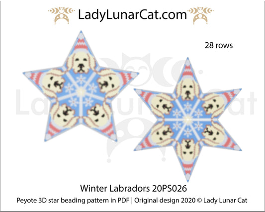 Beaded star pattern for beadweaving Winter Labradors 20PS026 LadyLunarCat