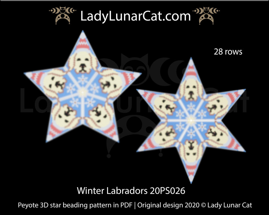 Beaded star pattern for beadweaving Winter Labradors 20PS026 LadyLunarCat