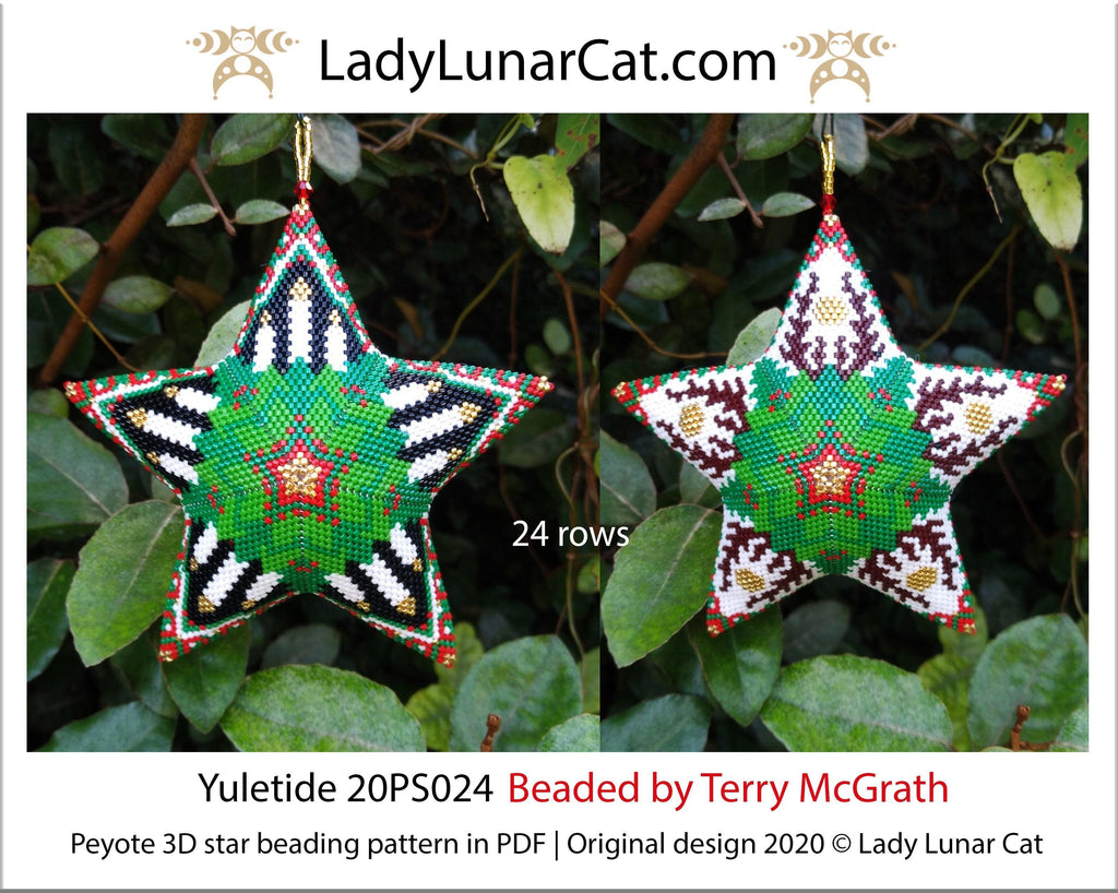Beaded star pattern for beadweaving Yuletide 20PS024 LadyLunarCat