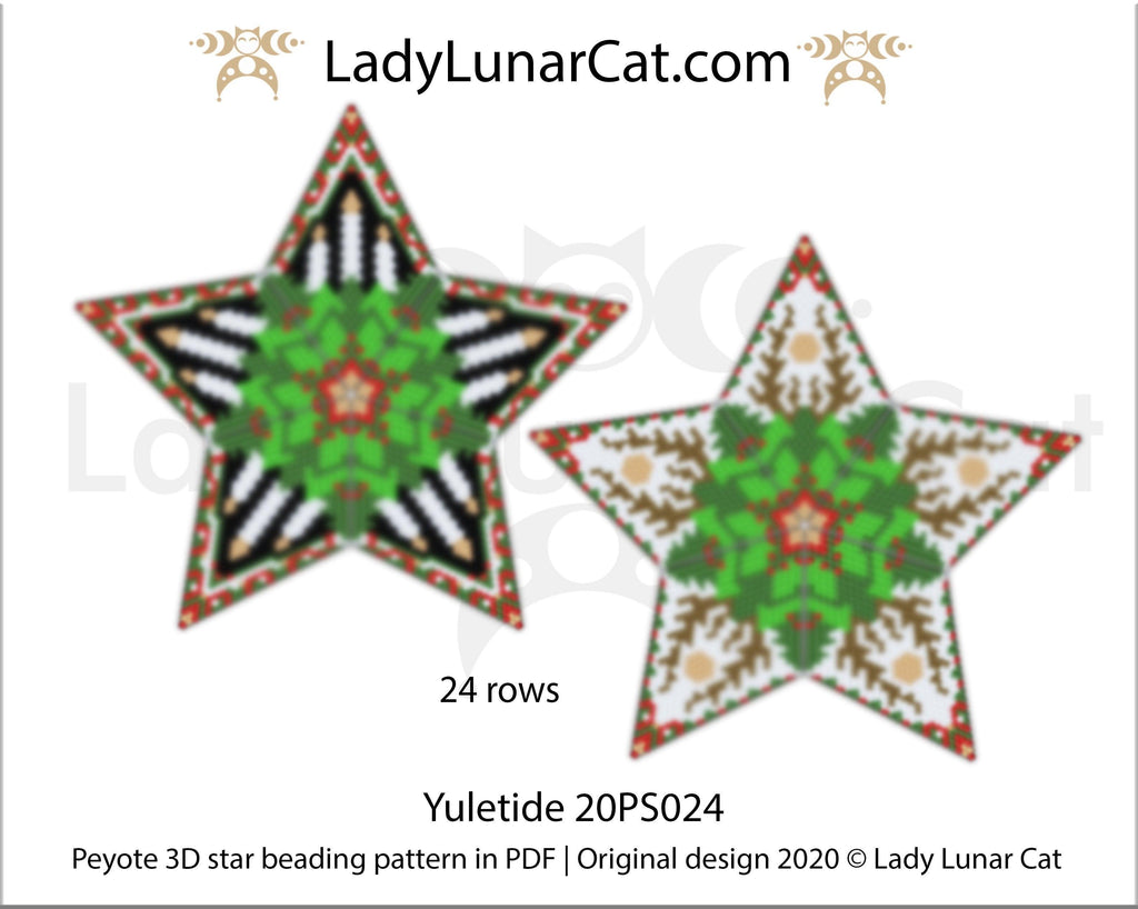 Beaded star pattern for beadweaving Yuletide 20PS024 LadyLunarCat