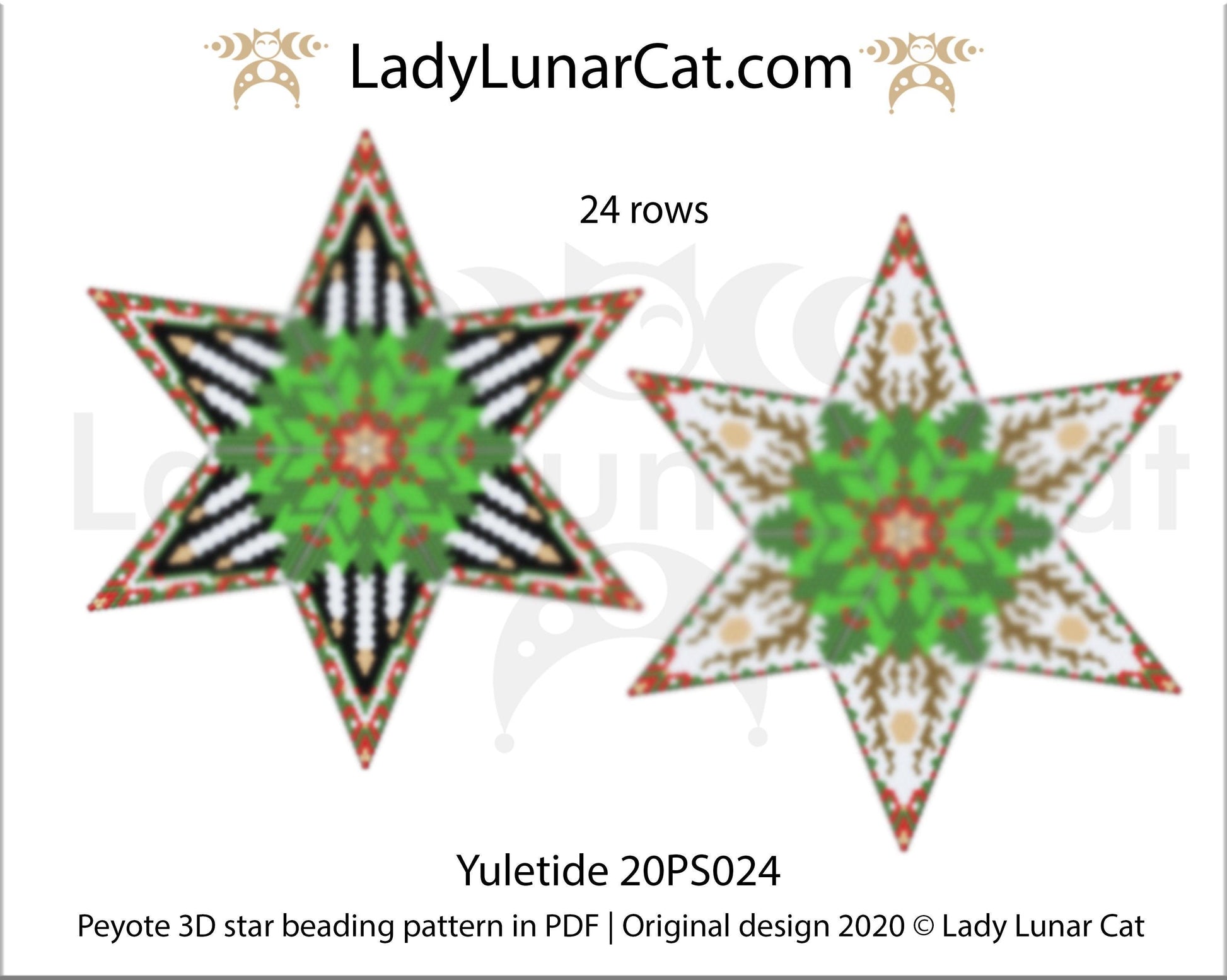 Beaded star pattern for beadweaving Yuletide 20PS024 LadyLunarCat