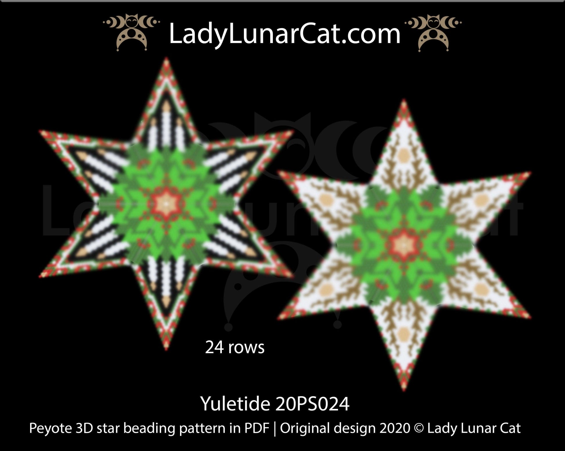 Beaded star pattern for beadweaving Yuletide 20PS024 LadyLunarCat