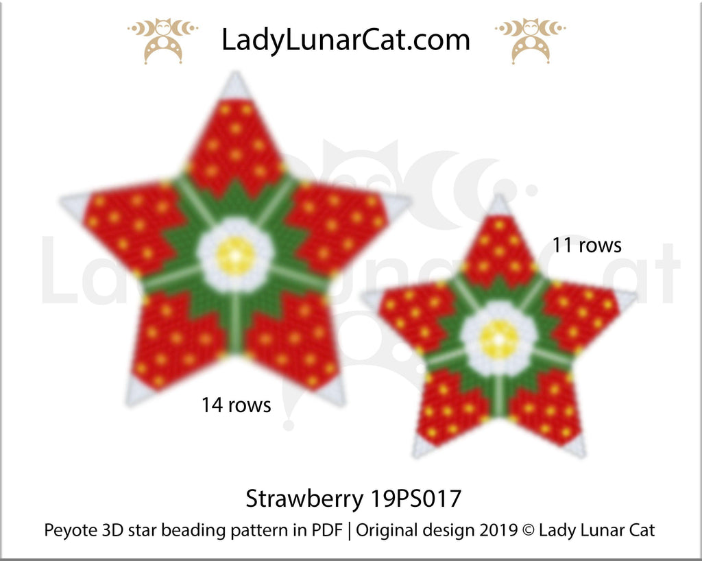 Beaded star pattern for beadweaving red Strawberry 19PS017 LadyLunarCat
