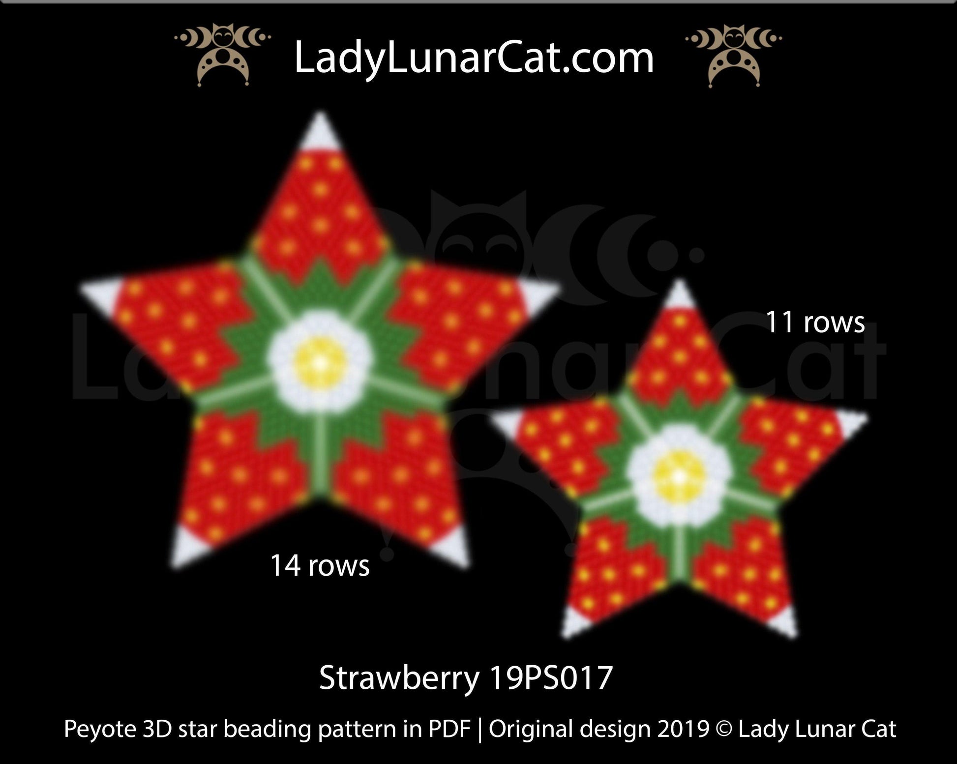Beaded star pattern for beadweaving red Strawberry 19PS017 LadyLunarCat