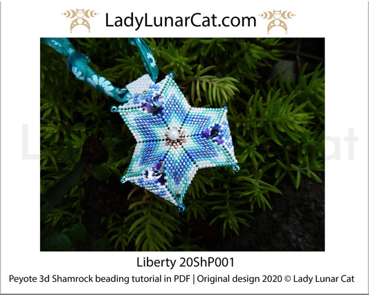 Beading tutorial Peyote 3d Shamrock Liberty 20ShP001 Step by step instruction LadyLunarCat