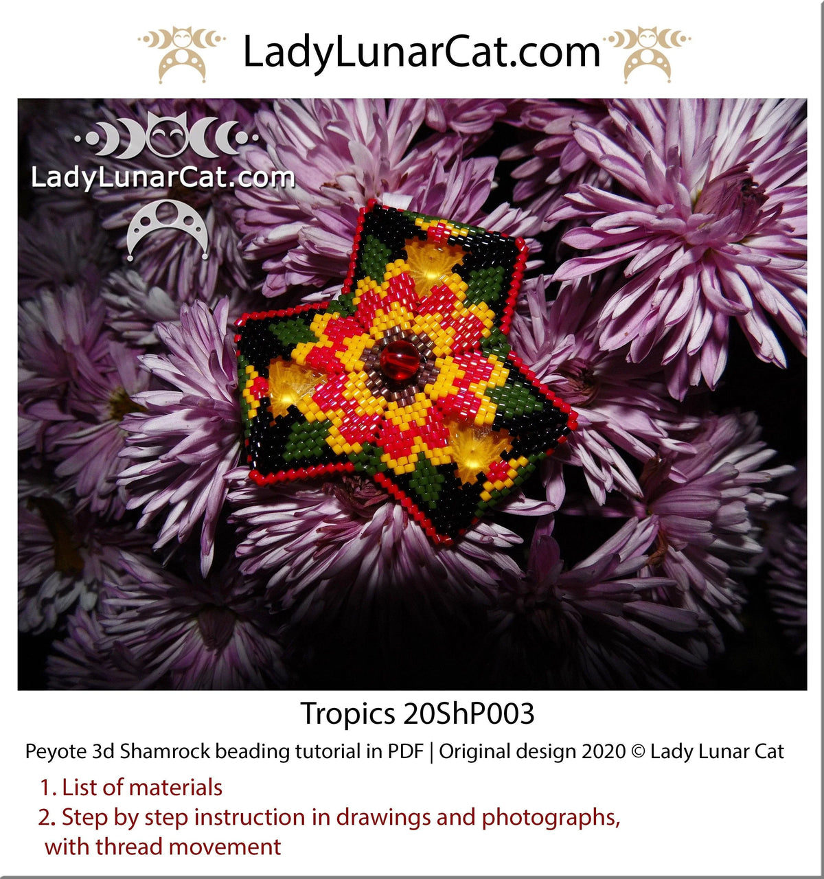 Tropics 3D shamrock pattern preview - full design layout instant download LadyLunarCat