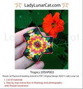 Tropics 3D shamrock peyote tutorial - Rivoli 14mm brooch pendant 5 colors PDF LadyLunarCat