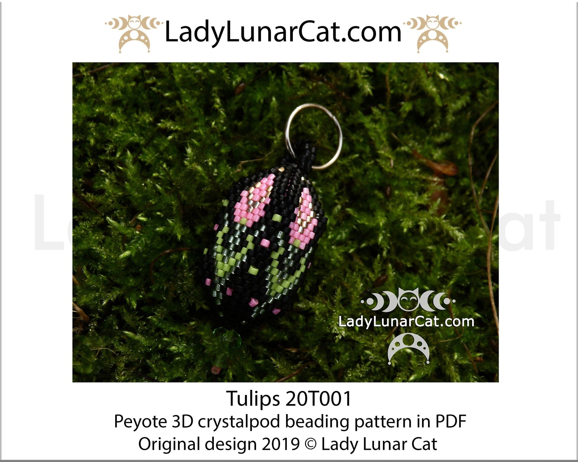 Beading tutorial for 3d Crystalpod peyote pattern  Tulip  Step by step instruction LadyLunarCat