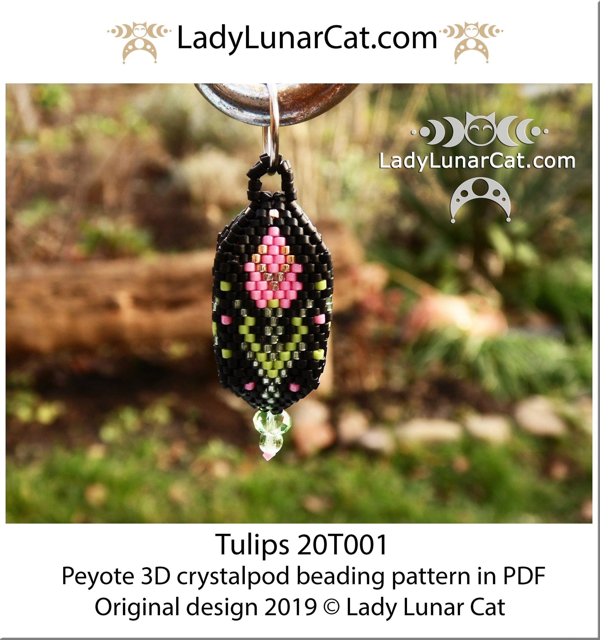 Beading tutorial for 3d Crystalpod peyote pattern  Tulip  Step by step instruction LadyLunarCat