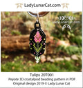 Tulip peyote 3D crystalpod - 29 beads 4 petals 5 colors spring earrings PDF LadyLunarCat