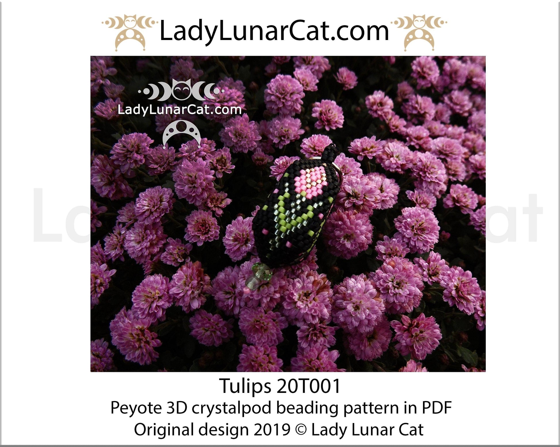 Beading tutorial for 3d Crystalpod peyote pattern  Tulip  Step by step instruction LadyLunarCat