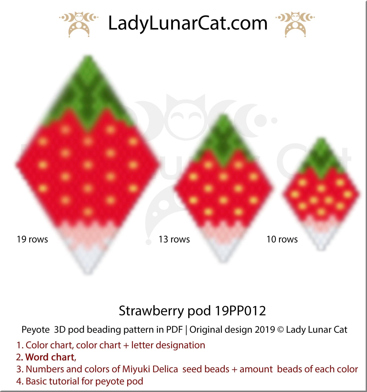 Beading tutorial for 3d peyote pod patterns Strawberry LadyLunarCat