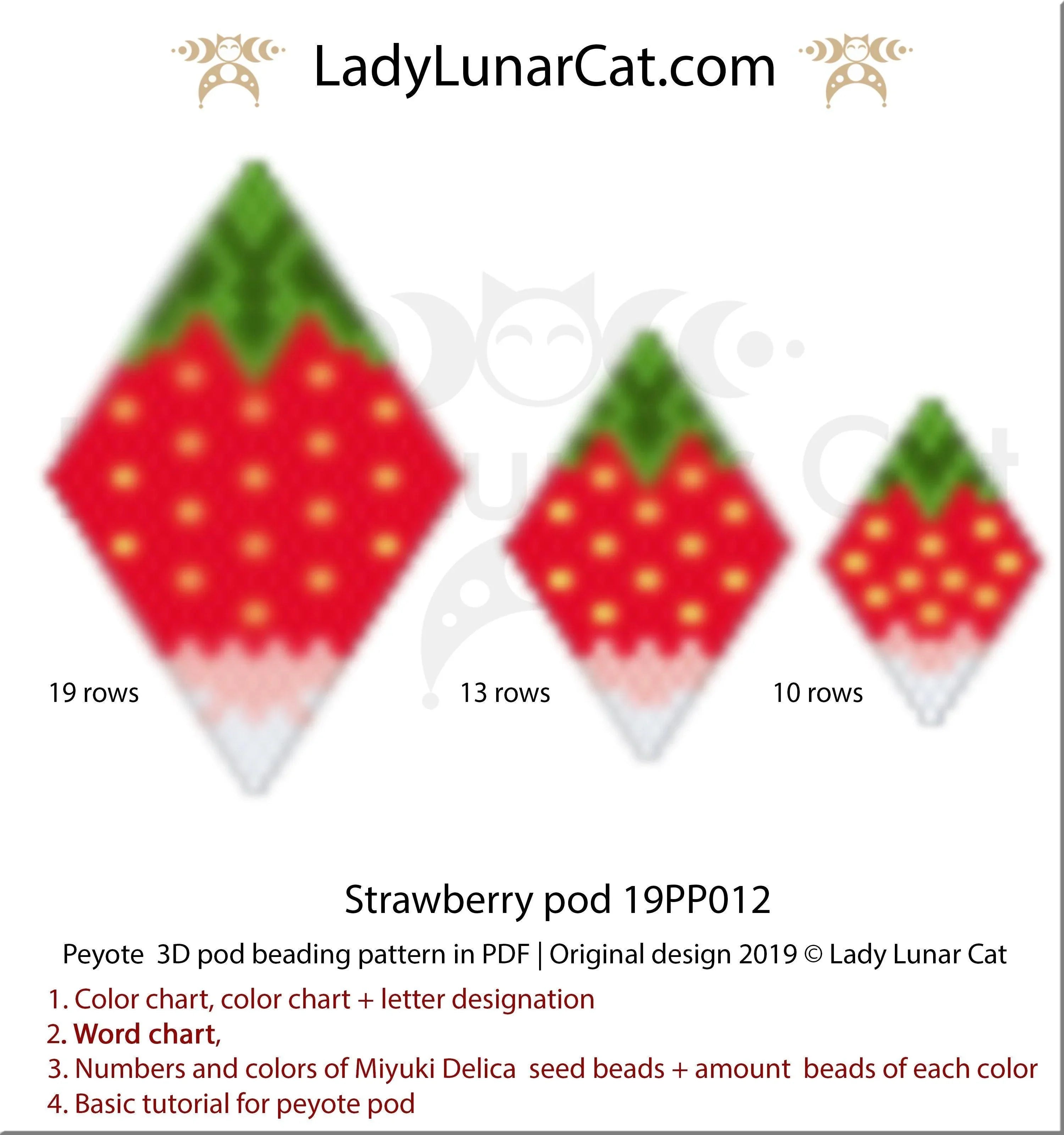 3D peyote pod strawberry — large, medium, small sizes, 2–4 petals, instant download