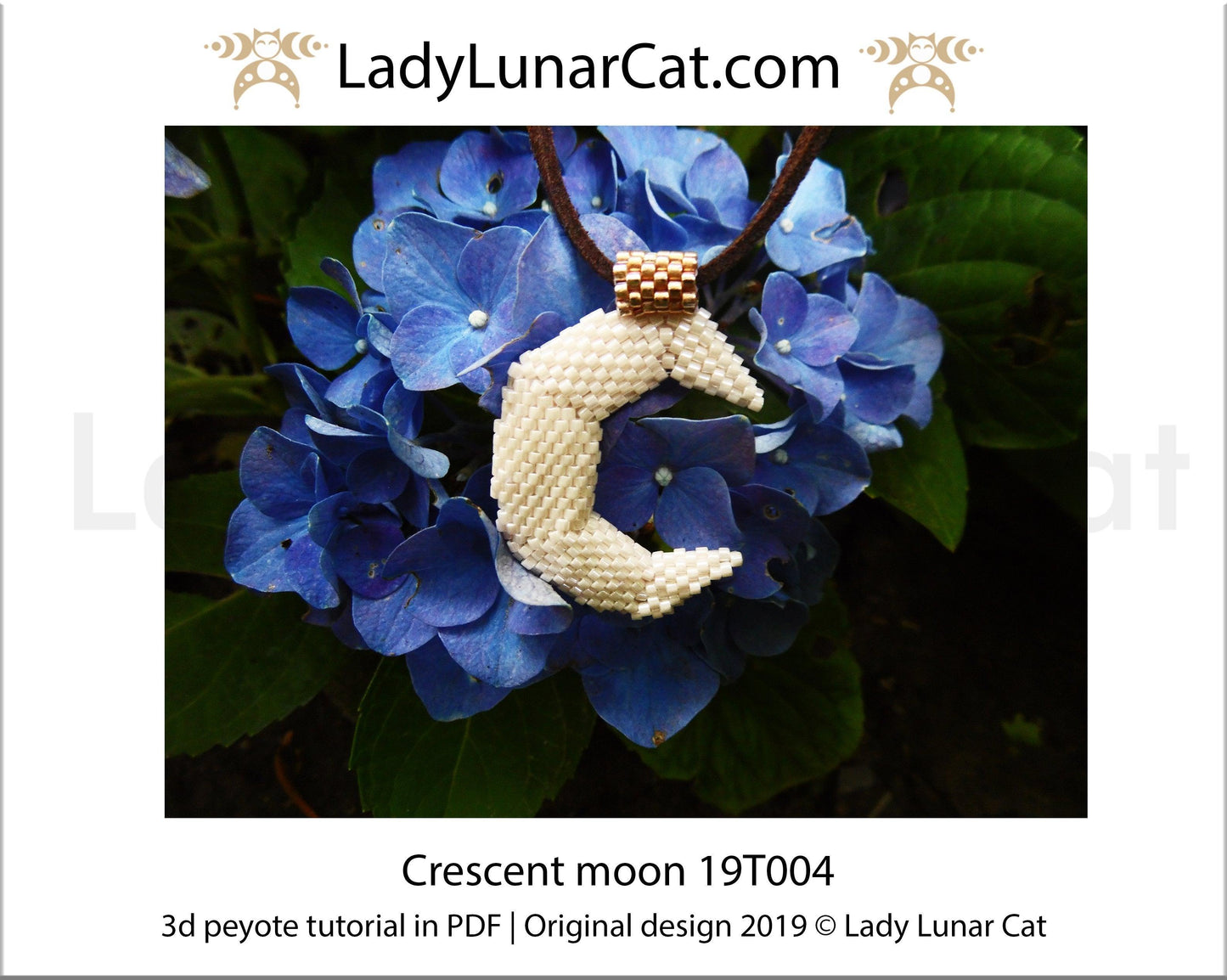 Beading tutorial for 3d peyote stitch Crescent moon celestial 19T004 LadyLunarCat