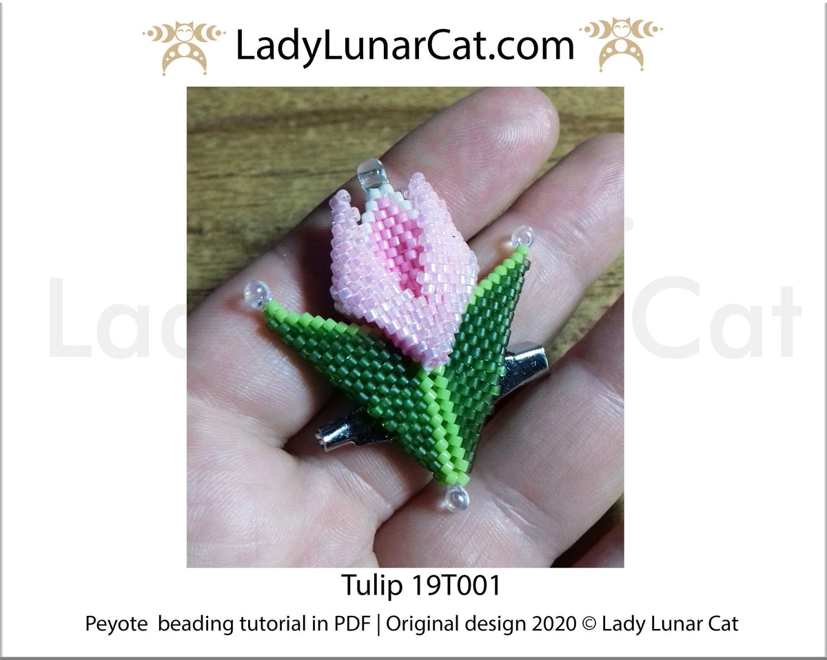 Peyote tulip pattern chart - word chart bead legend step by step PDF LadyLunarCat