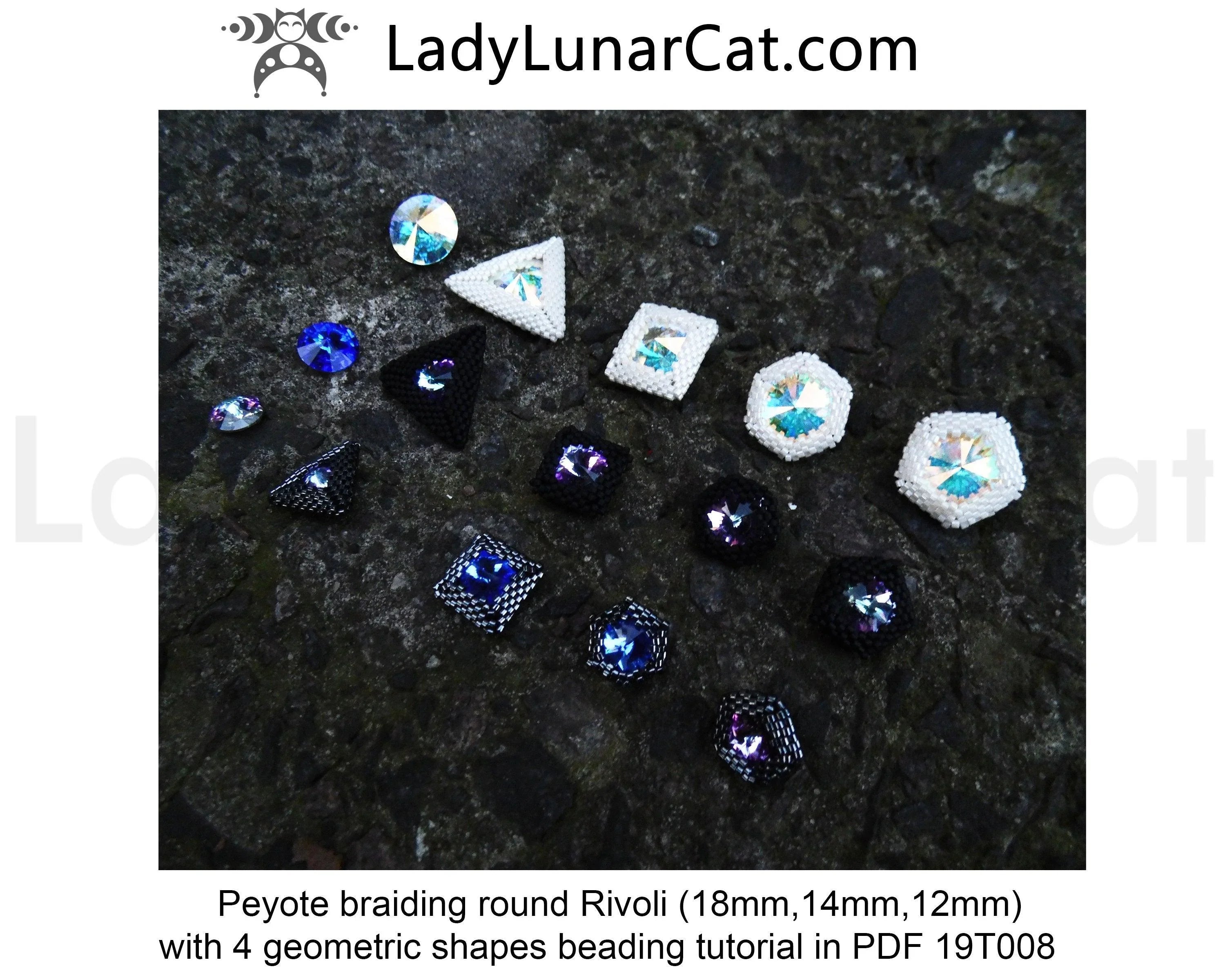 Peyote rivoli triangle hexagon - geometric bezel beginner 79 pages Miyuki Delica LadyLunarCat